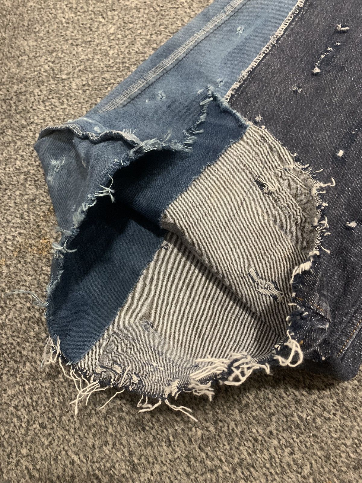 Japanese Brand Wide Patchwork Distressed Flared Denim Y2K Opium Pants Size US 33 - 10 Thumbnail