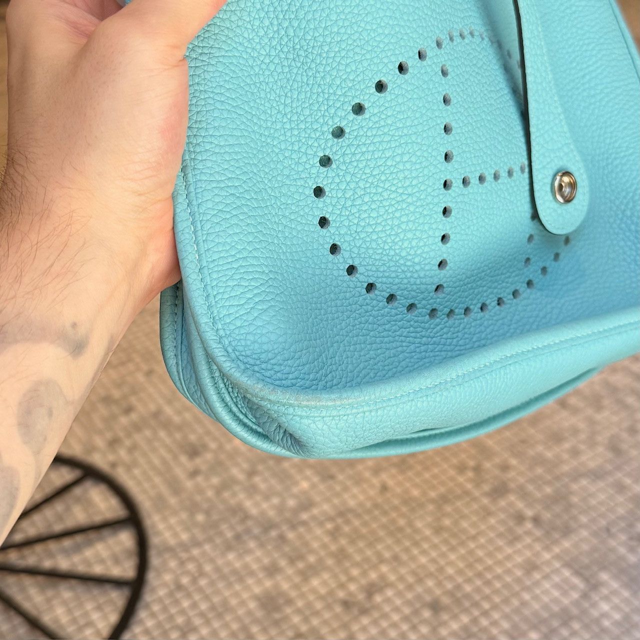 Hermes Hermès 2015 Bleu Atoll Clemence Evelyne III Crossbody Bag Size ONE SIZE - 12 Thumbnail