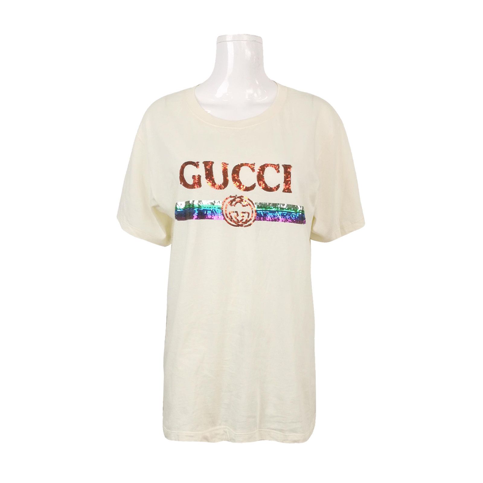 Gucci Gucci Sequin Logo T-Shirt Size M Size US M / EU 48-50 / 2 - 1 Thumbnail