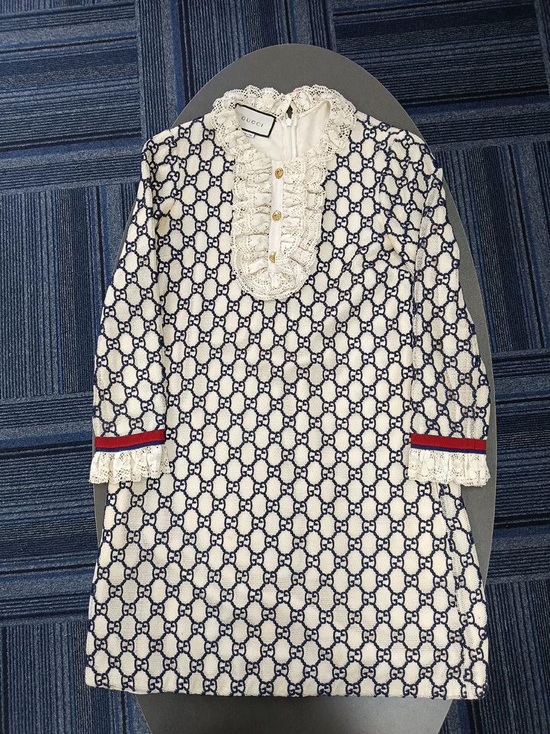 white christmas dresses Gucci Kids Cream Polka Dot Dress main image 1