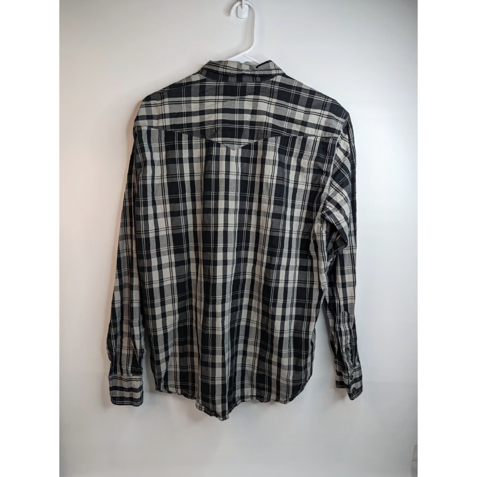Lucky Brand Lucky Brand Shirt Mens Large Black/Grey Plaid Western Rodeo Button Up 7MD4434 Size US L / EU 52-54 / 3 - 8 Thumbnail