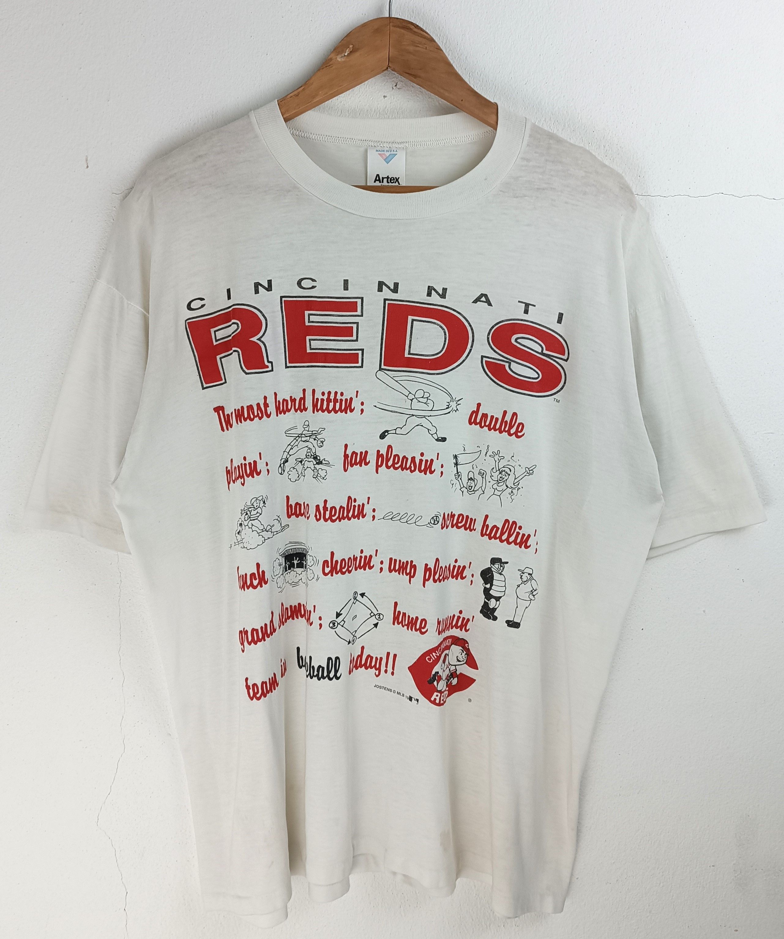 MLB THRASHED FADED VINTAGE 90'S CINCINNATI REDS HARD HITTIN MLB Size US XL / EU 56 / 4 - 3 Thumbnail