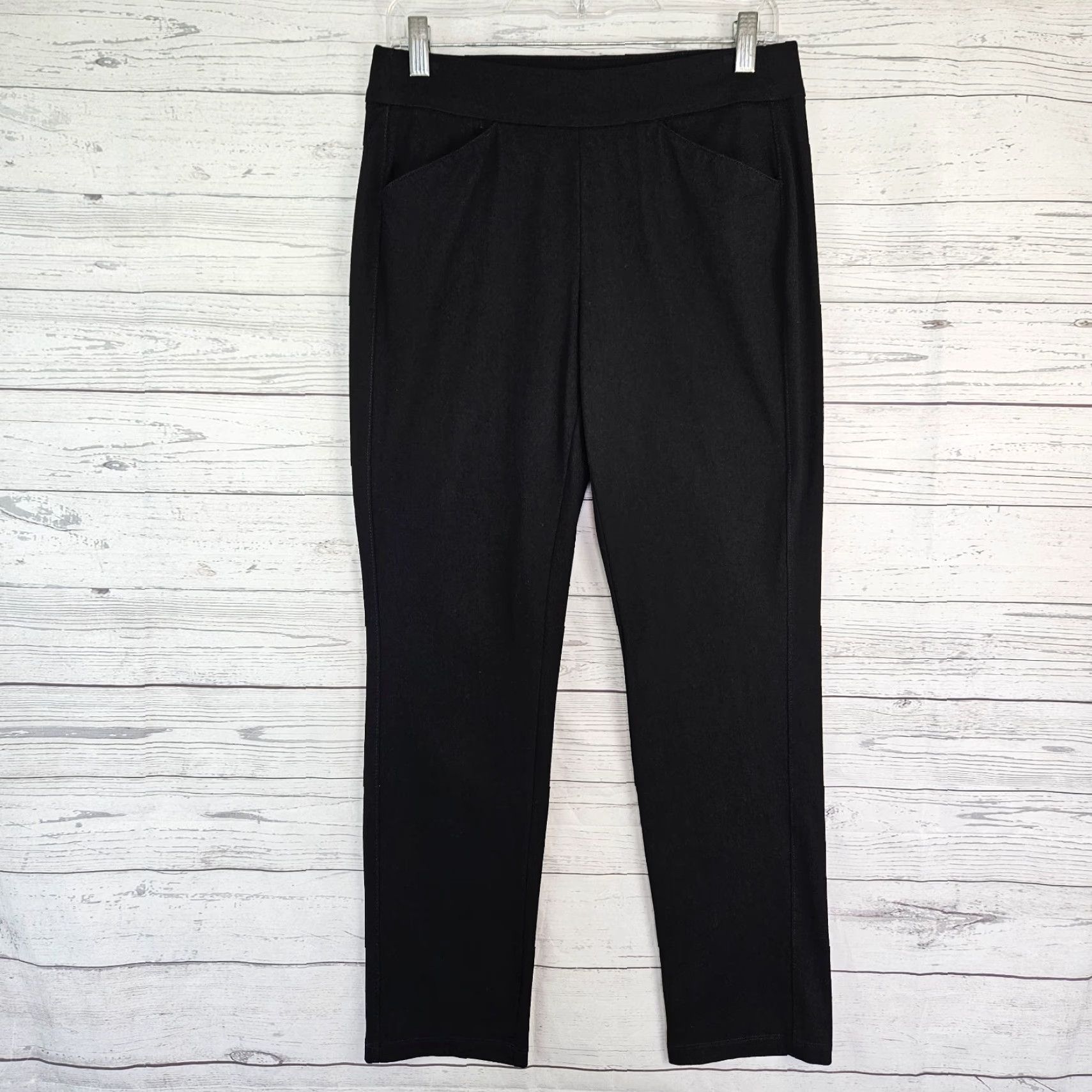 Vintage Chico's Travelers Womens Ankle Pants Sz Small Black Pull On Mid Rise Size 28" / US 6 / IT 42 - 2 Thumbnail