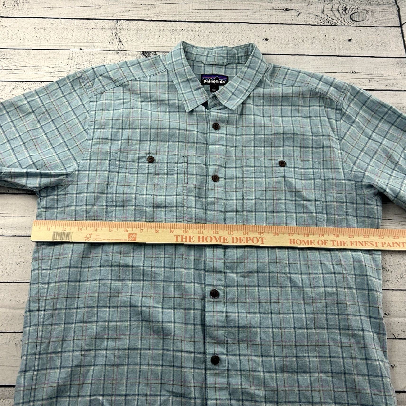 Patagonia Patagonia Backstep Plaid Hemp Short Sleeve Button Front Shirt Men's Large Blue Size US L / EU 52-54 / 3 - 4 Thumbnail