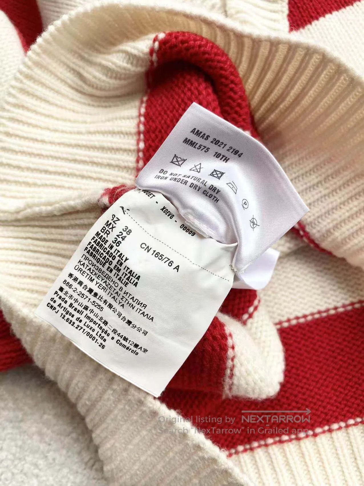 Miu Miu Miu Miu Short red and white striped V-neck lace-up cashmer Size XS / US 0-2 / IT 36-38 - 5 Thumbnail