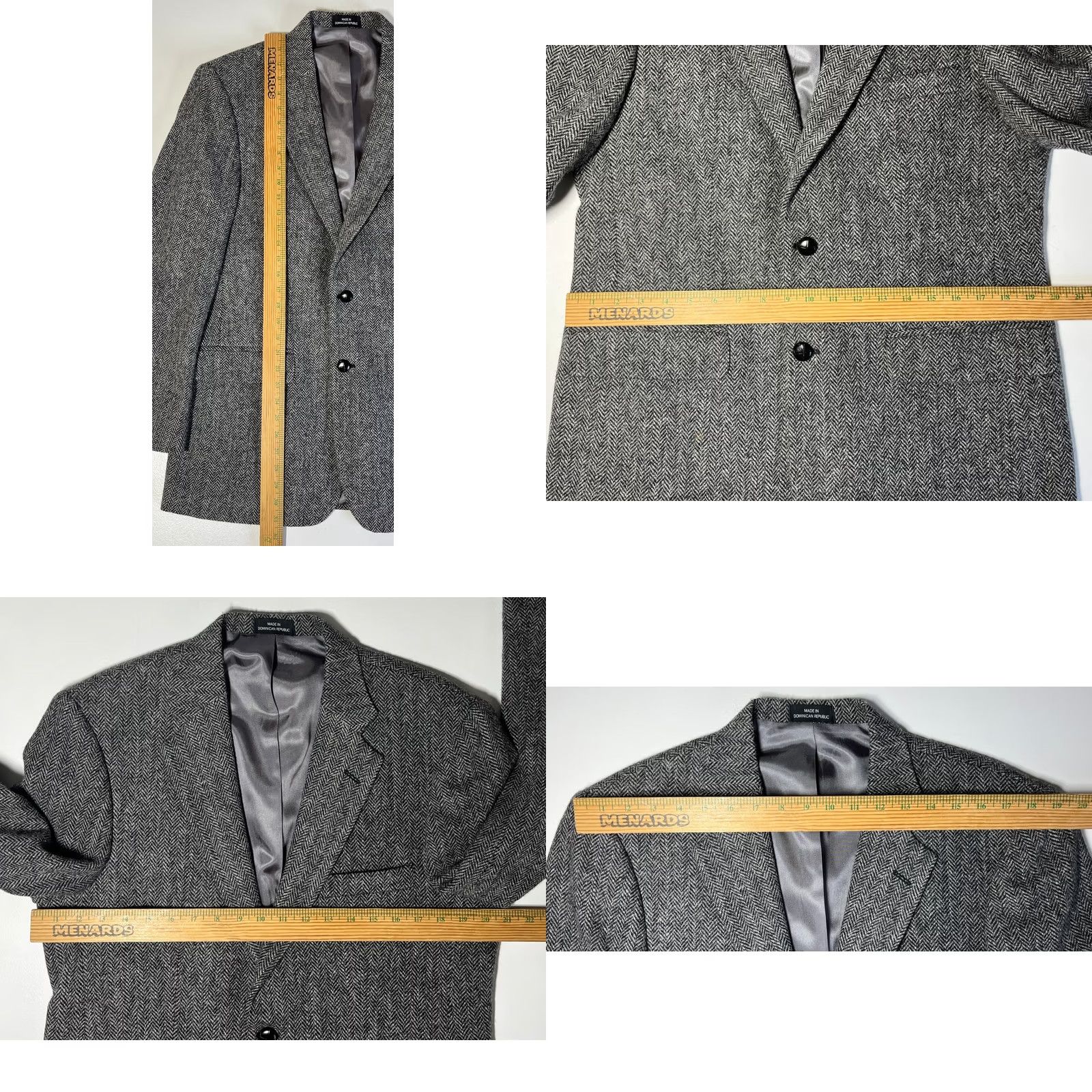Harris Tweed VINTAGE Harris Tweed Blazer Jacket Mens 40R Gray Wool Tweed Herringbone Regular Classic PF Pockets Size 40R - 9 Thumbnail
