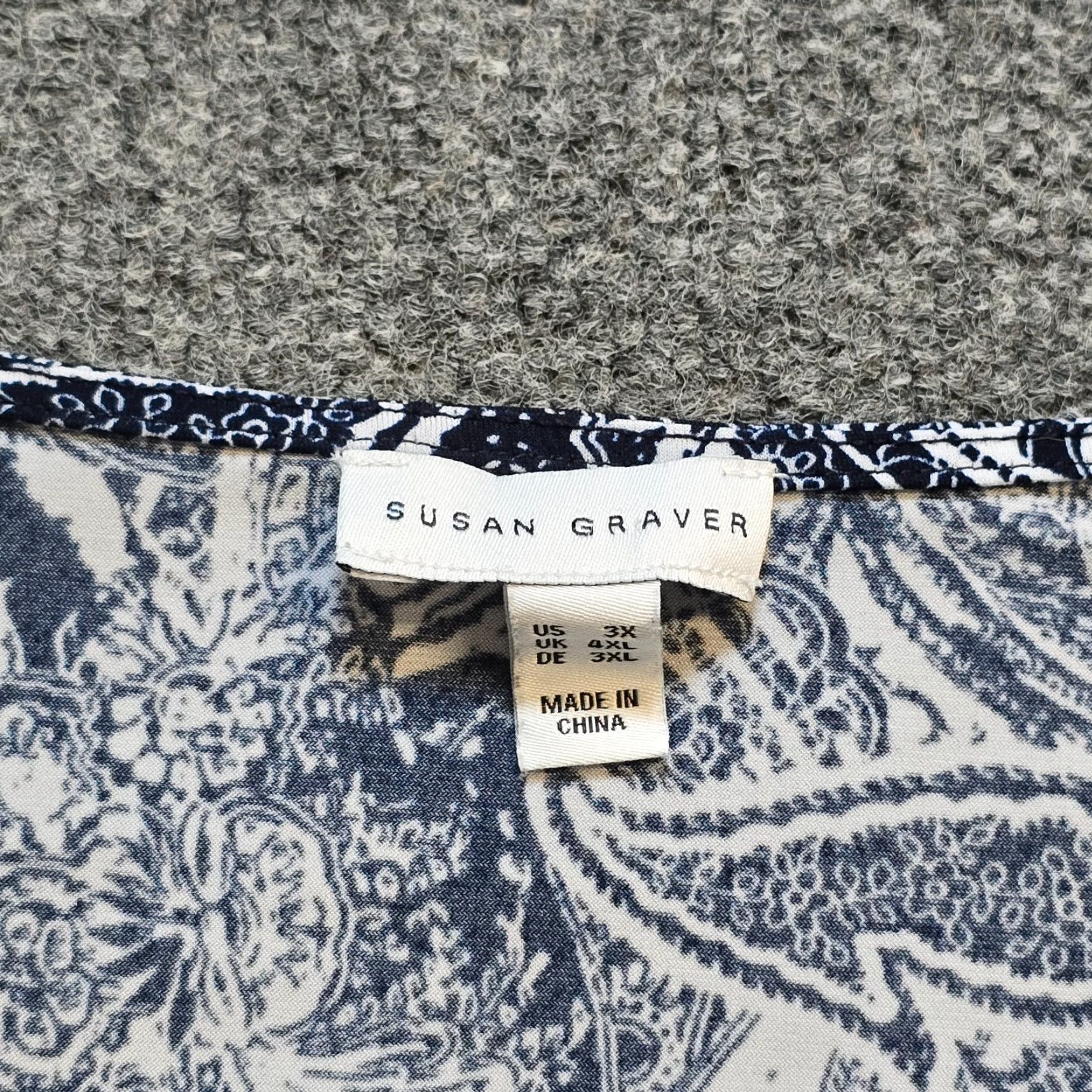 Vintage VINTAGE Susan Graver Top Women 3X Blue Floral Paisley Poncho Flowy Stretch Casual Shirt Tunic Womens Plus 3X Blue Paisley Size XXL / US 16-18 / IT 52-54 - 3 Thumbnail