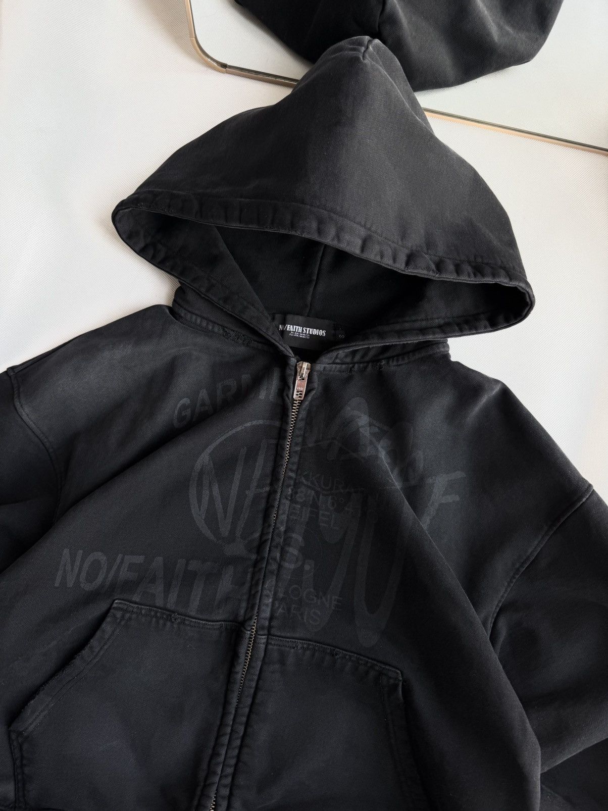 No Faith Studios NFS ZIP JACKET Washed Black Zip Up Hoodie no faith Studios Size US S / EU 44-46 / 1 - 17 Thumbnail