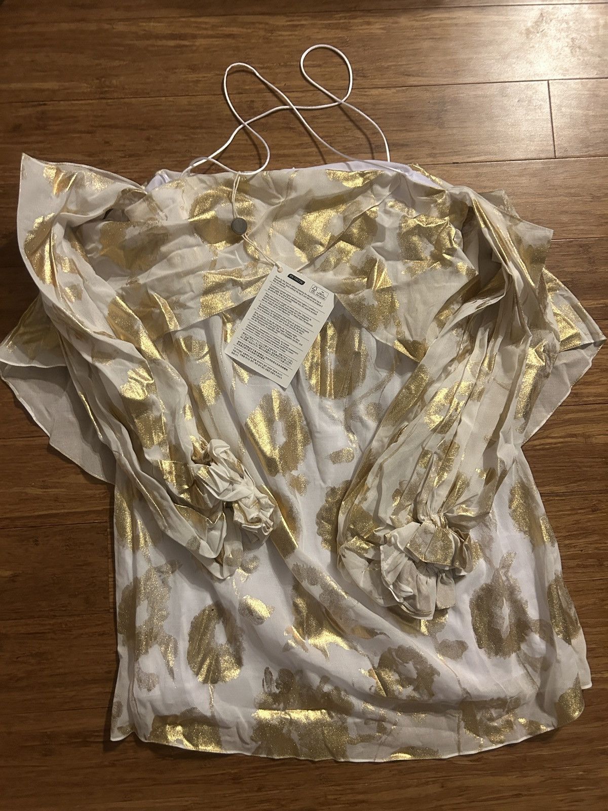 Halpern HALPERN Cold-shoulder Metallic Floral Cotton-voile Dress Size S / US 4 / IT 40 - 5 Thumbnail
