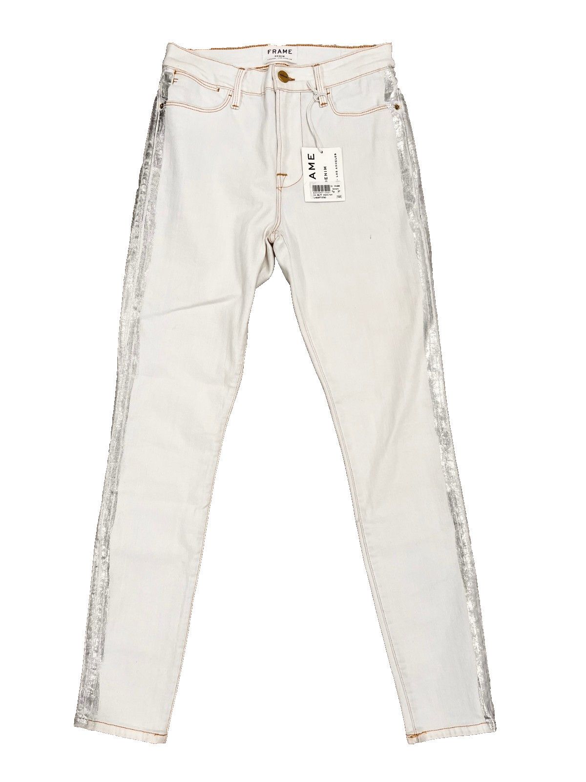 Frame Frame Le High Straight Foil Tux Jeans in Blanc Foil ( 27 ) Size 27" / US 4 / IT 40 - 1 Thumbnail