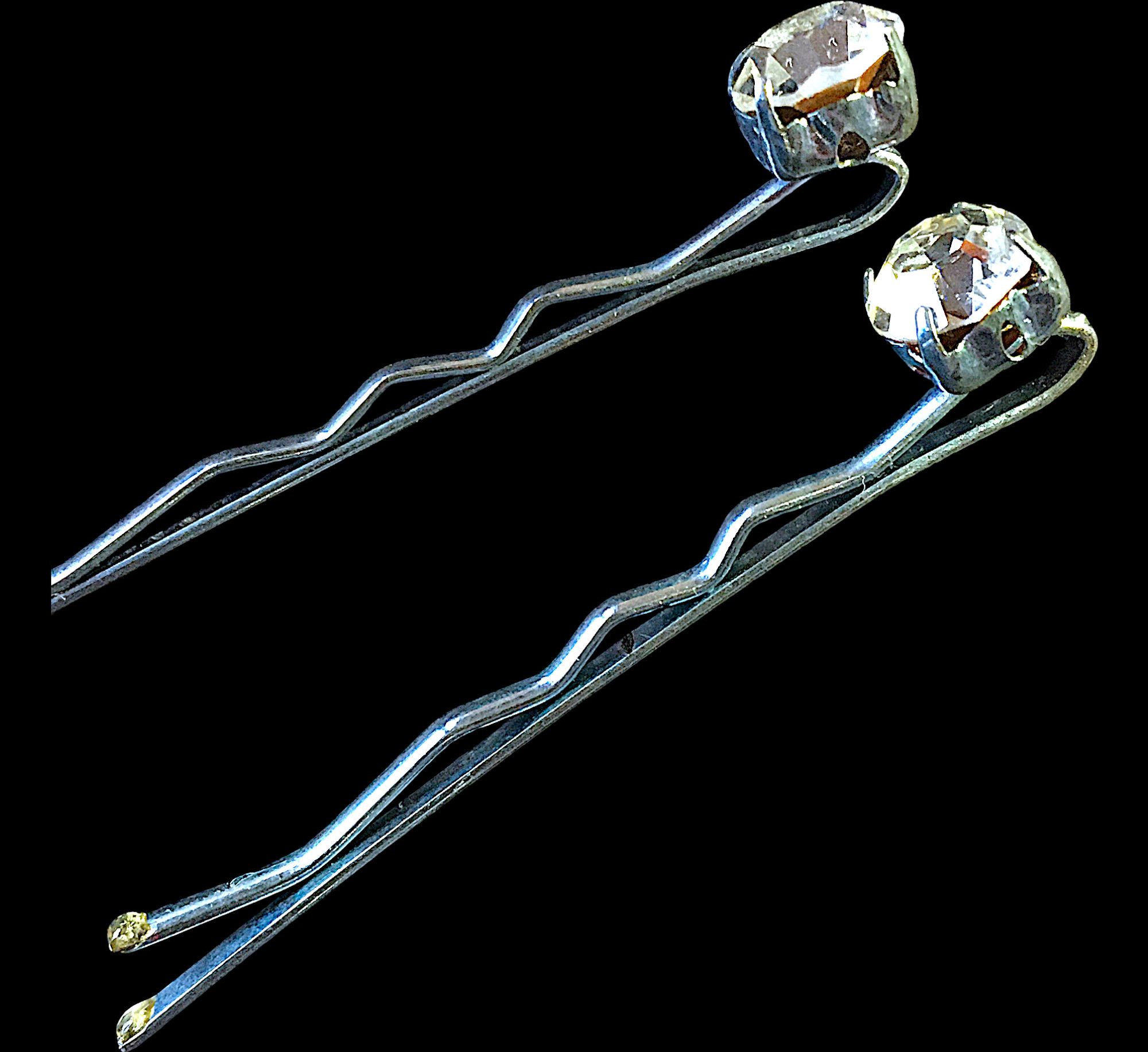 Other Antique Silver-Tone Hairpins with Faceted Rhinestones Size ONE SIZE - 3 Thumbnail