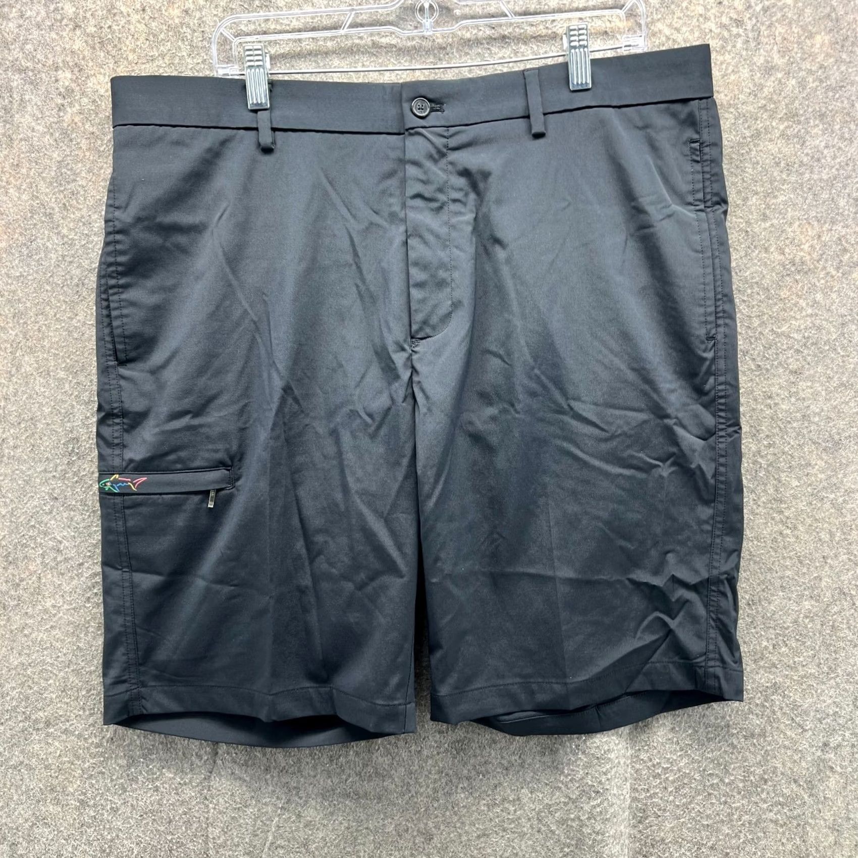 Vintage VINTAGE Greg Norman Shorts Mens 38 Black Flat Front Stretch Polyester Golf Casual Workwear 10in Inseam Mens Size US 38 / EU 54 - 2 Thumbnail