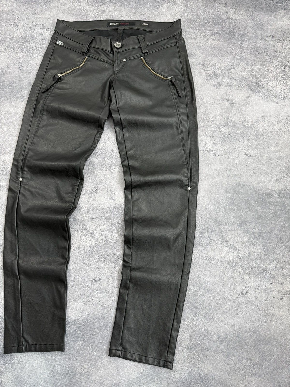 Miss Sixty Miss Sixty Faux Leather Pants Black Zip Shot Vintage Y2K Size 27" / US 4 / IT 40 - 6 Thumbnail