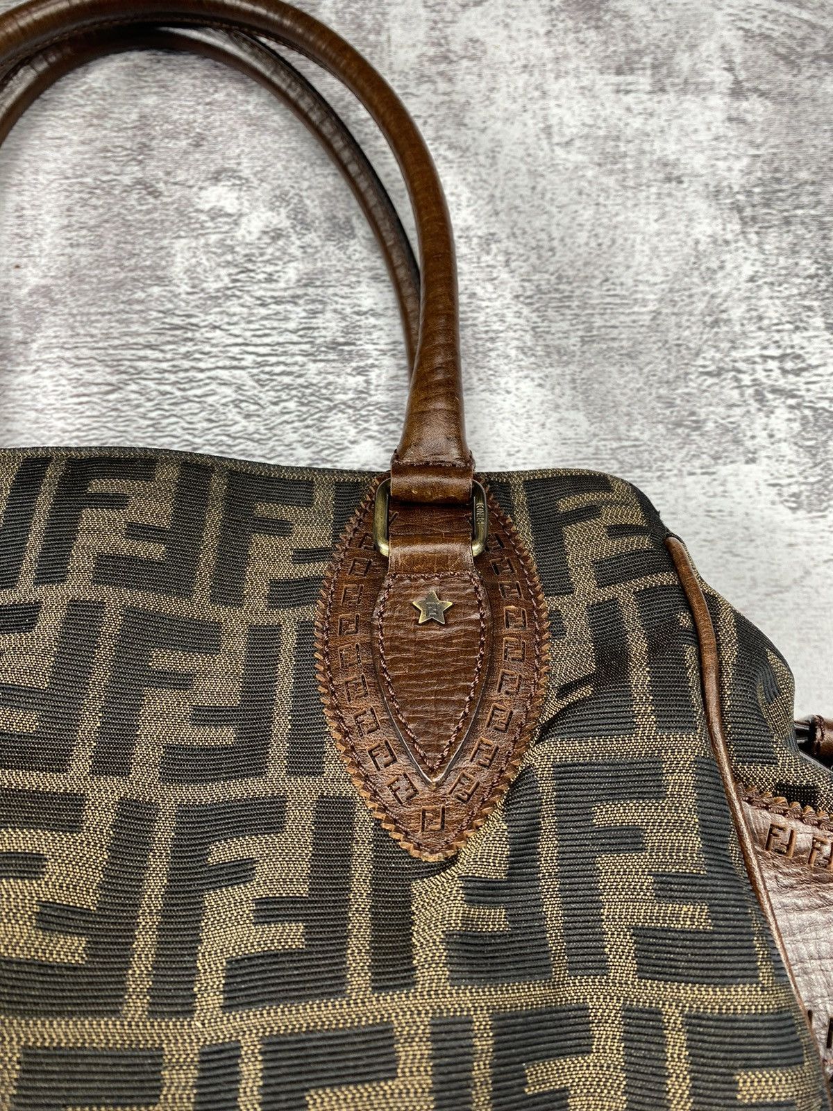Fendi Fendi Roma Ethnico Zucca Canvas Monogram FF Brown Women’s Hand Shoulder Tote Bag Size ONE SIZE - 6 Thumbnail