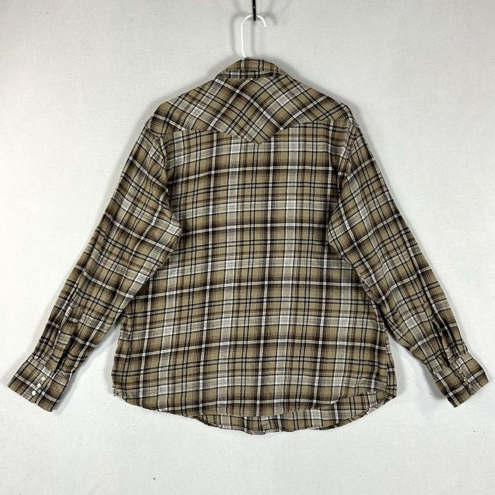 Wrangler VINTAGE Wrangler Wrancher Western Shirt Mens XL Long Sleeve Brown Plaid Pearl Snap Top Size US XL / EU 56 / 4 - 5 Thumbnail