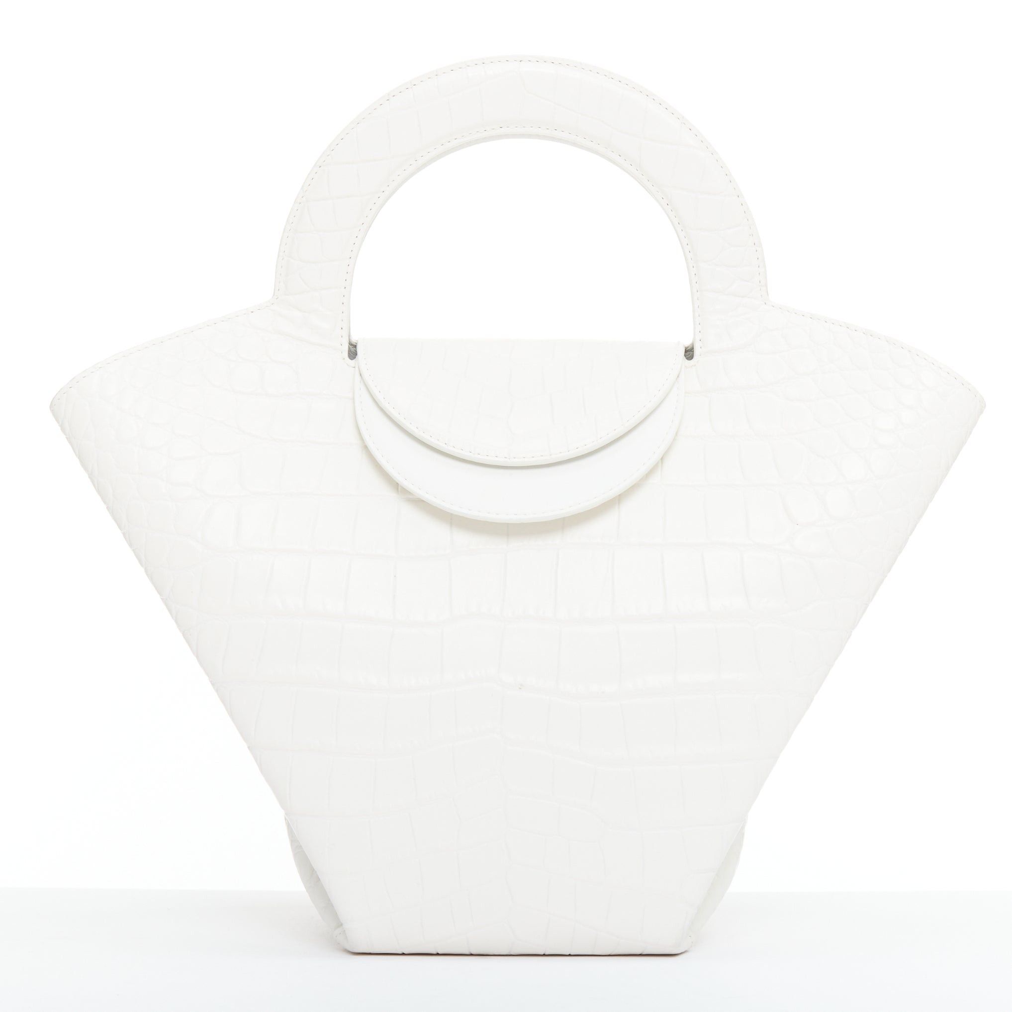 Bottega Veneta BOTTEGA VENETA white embossed scaled leather top handle tote bag Size ONE SIZE - 1 Thumbnail