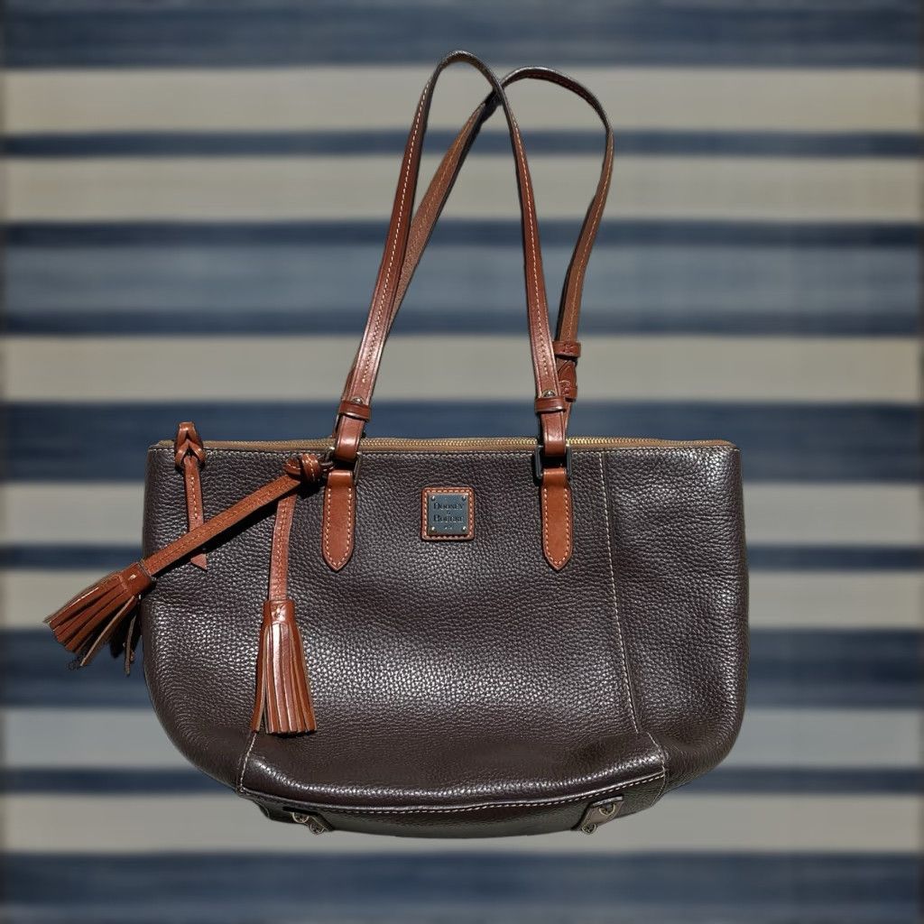 Dooney & Bourke VINTAGE Dooney & Bourke Tote Bag Women Medium Leather Pebbled Brown 2000s Designer Casual Size ONE SIZE - 1 Thumbnail