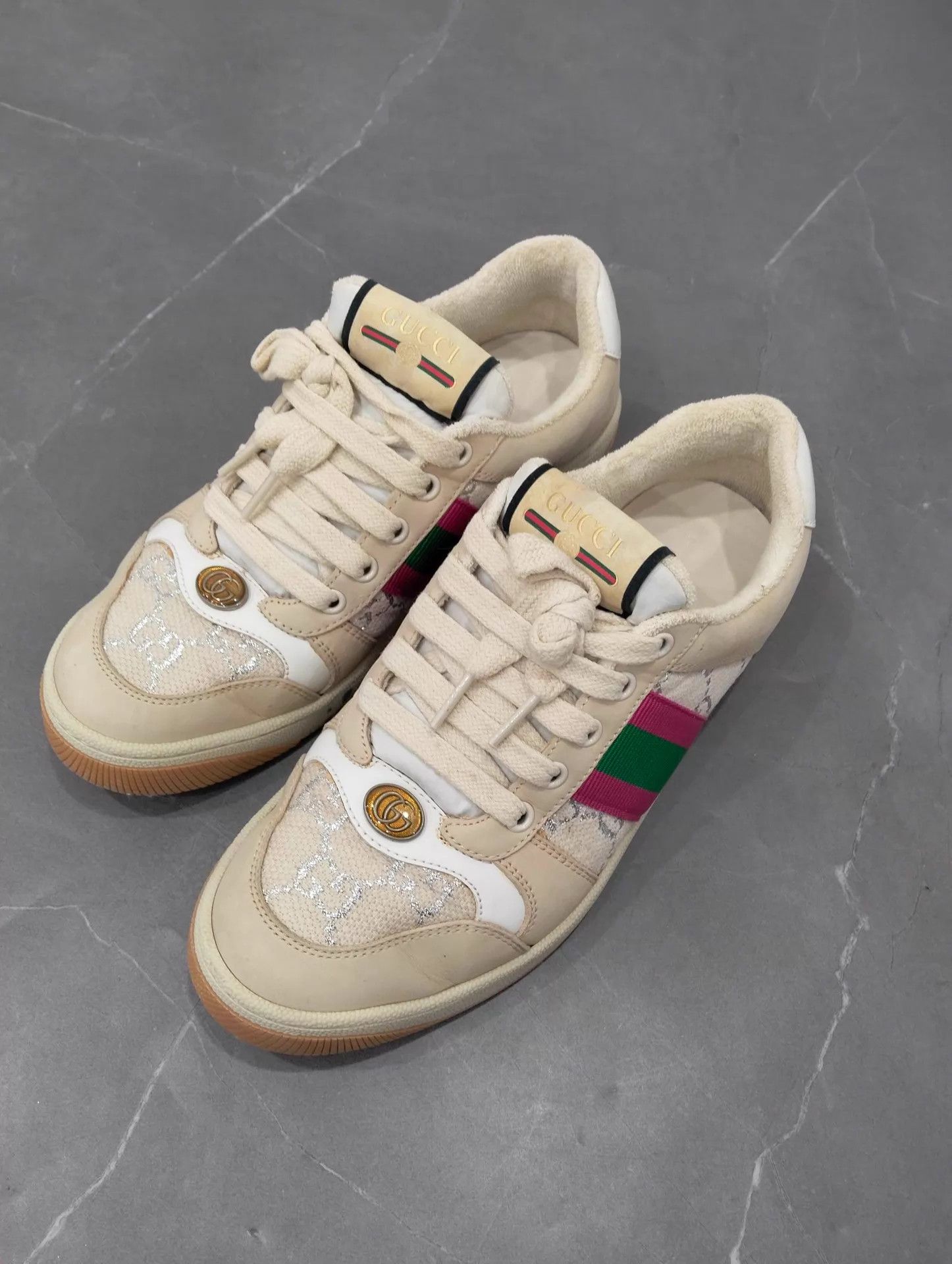 Gucci GUCCI Beige Distressed Sneakers 37 Size US 7 / IT 37 - 1 Thumbnail