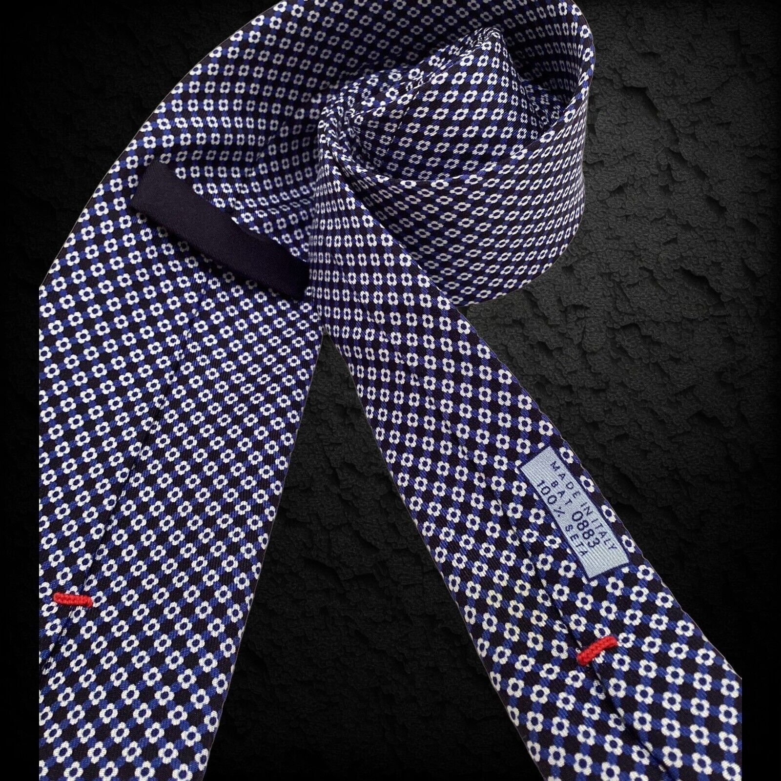 Battistoni BATTISTONI XL Blue Floral Luxury Silk Tie Made In Italy W: 3 Size ONE SIZE - 3 Thumbnail