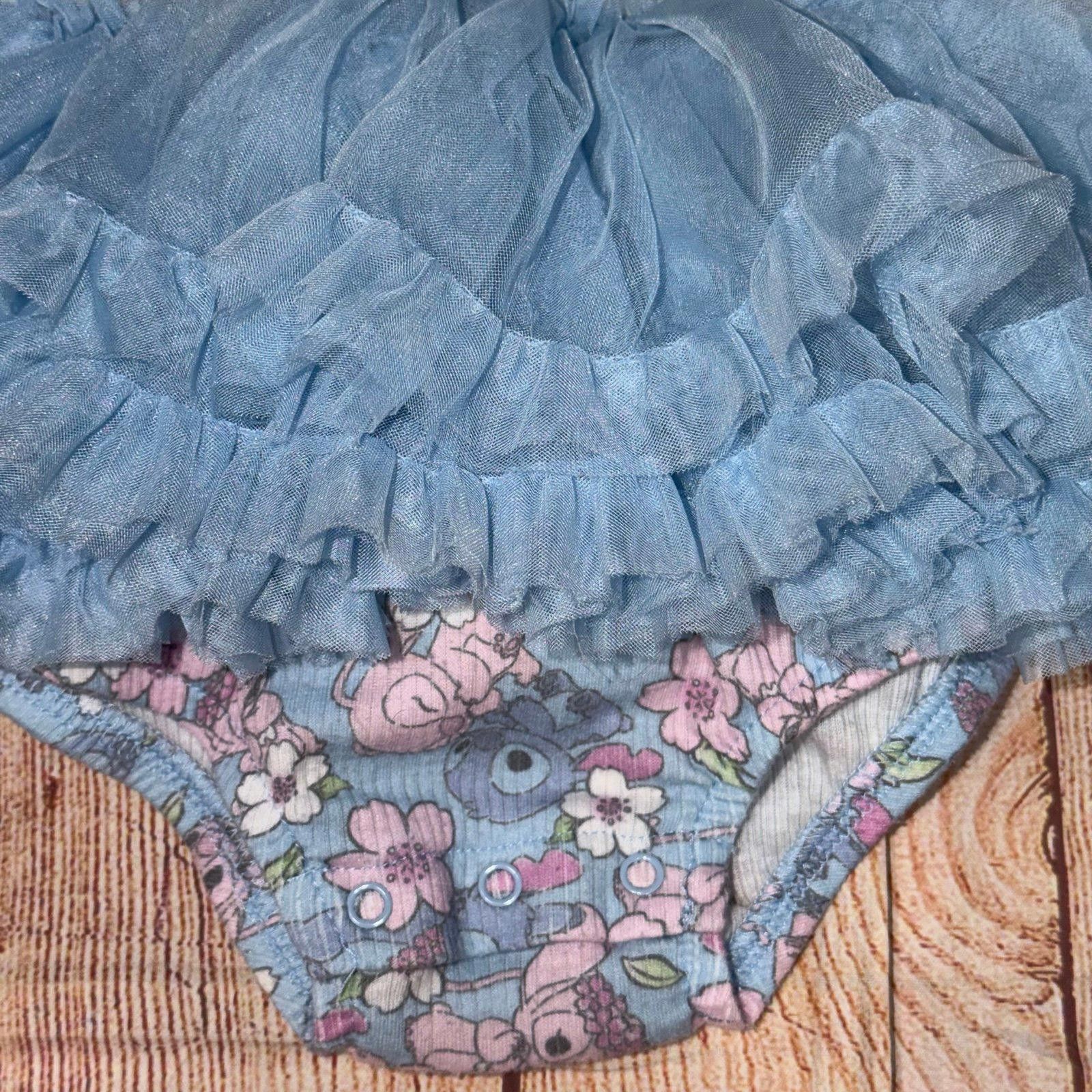 Other Disney Baby Stitch and Floral Print Dress 3-6 Months Size ONE SIZE - 3 Thumbnail