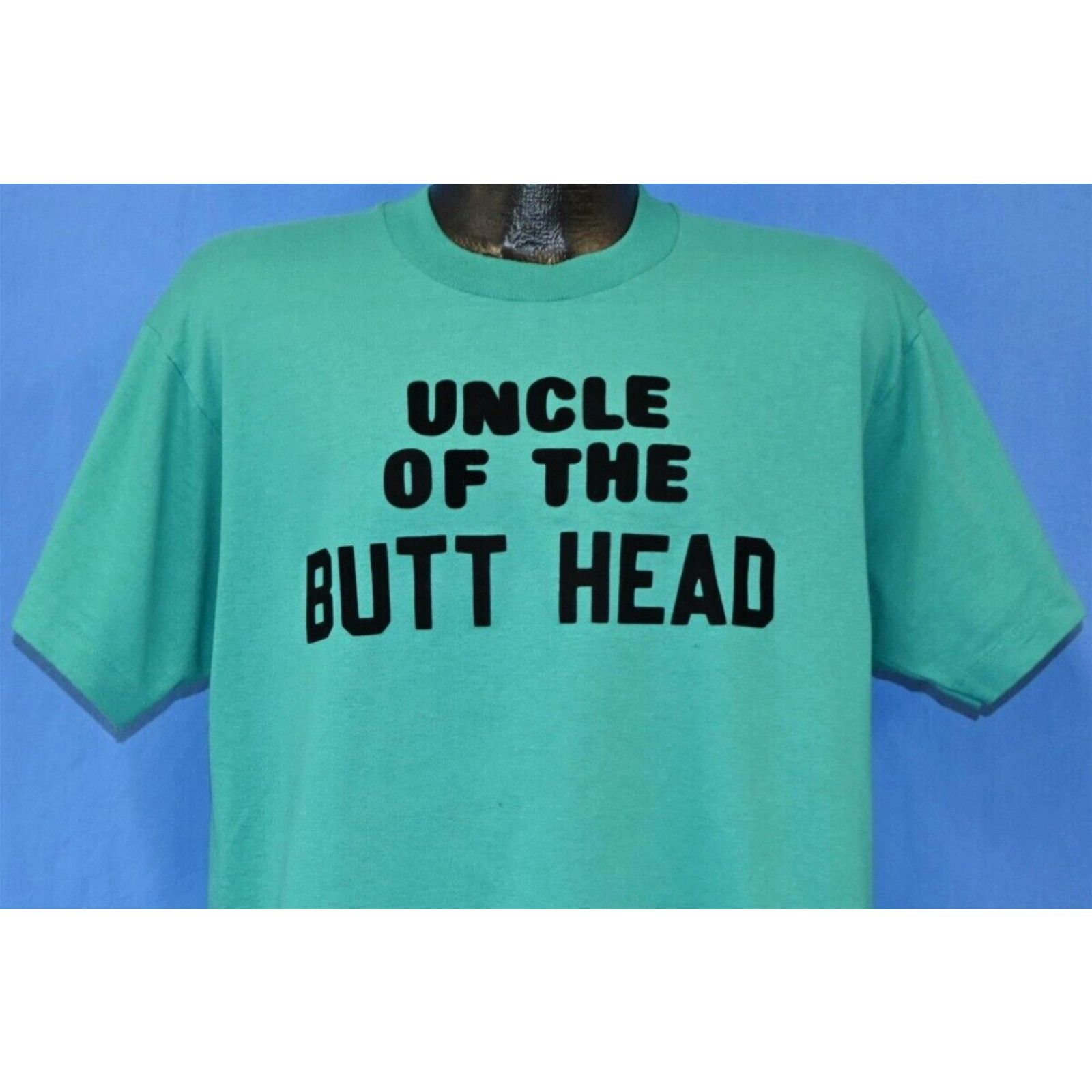 image of Fruit Of The Loom VTG 90's Uncle Of The Butt Head Iron On Sarcastic Fuzzy Letter T-Shirt Large L in