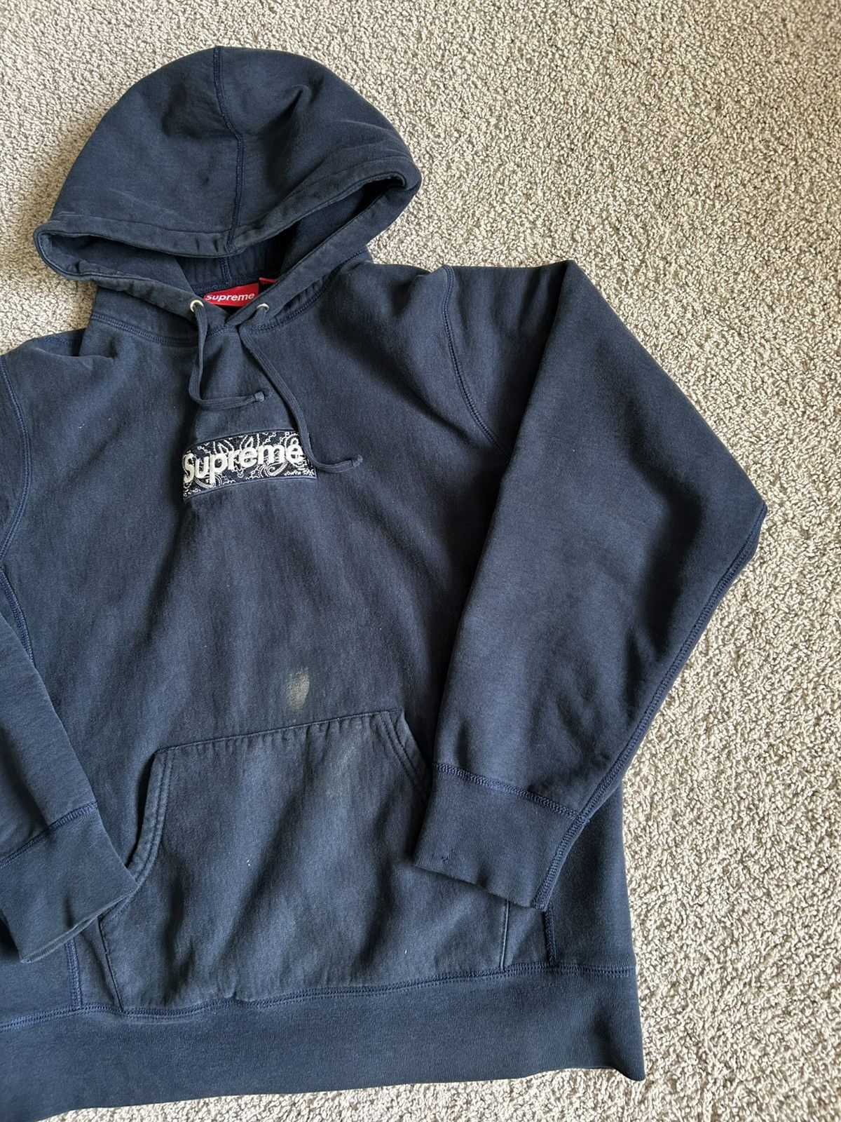 Supreme Supreme Bandana Box Logo Hoodie Navy Size Medium Size ONE SIZE - 5 Thumbnail