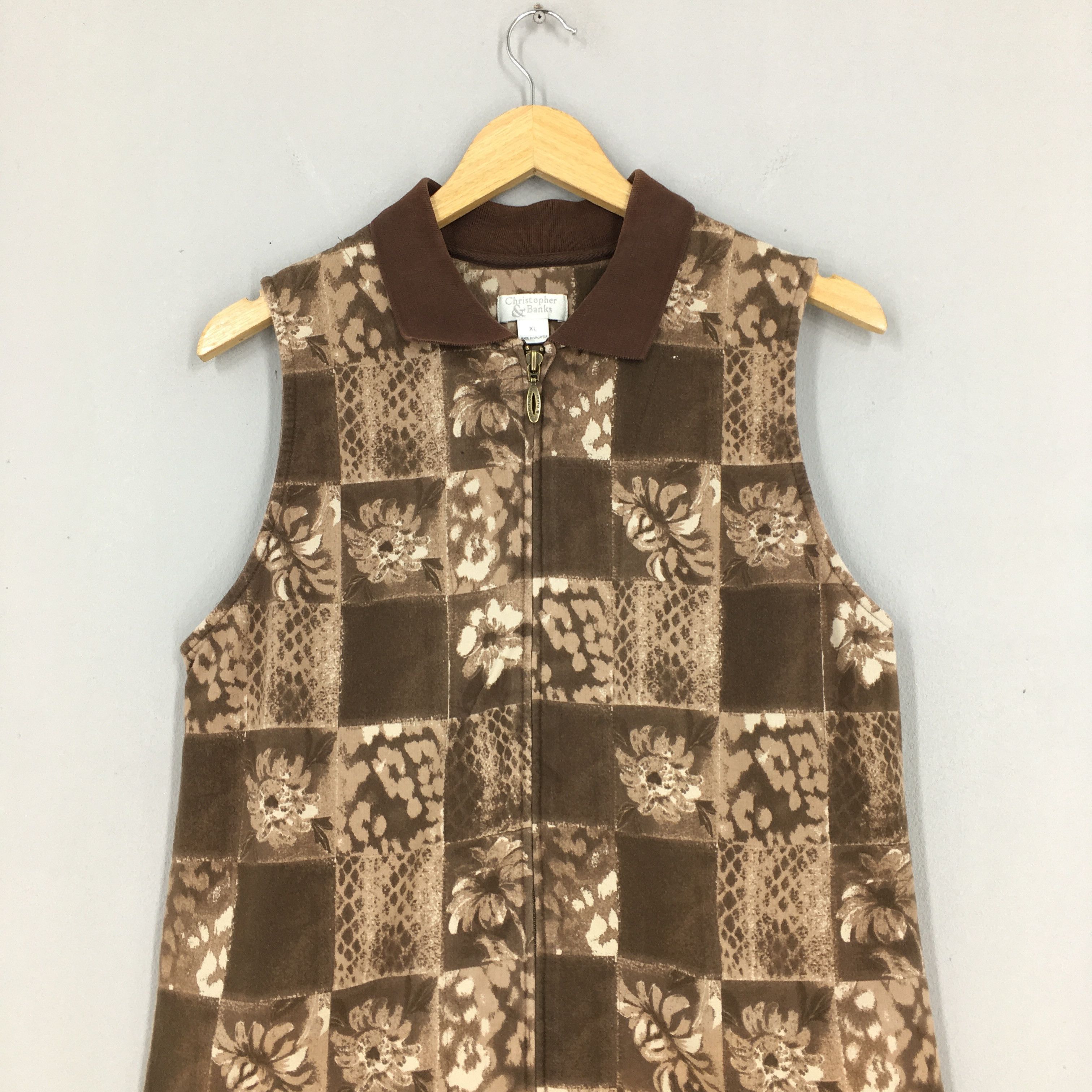 Vintage Vintage Christopher Banks Flowery Vest Brown Jacket Small Size US S / EU 44-46 / 1 - 2 Thumbnail