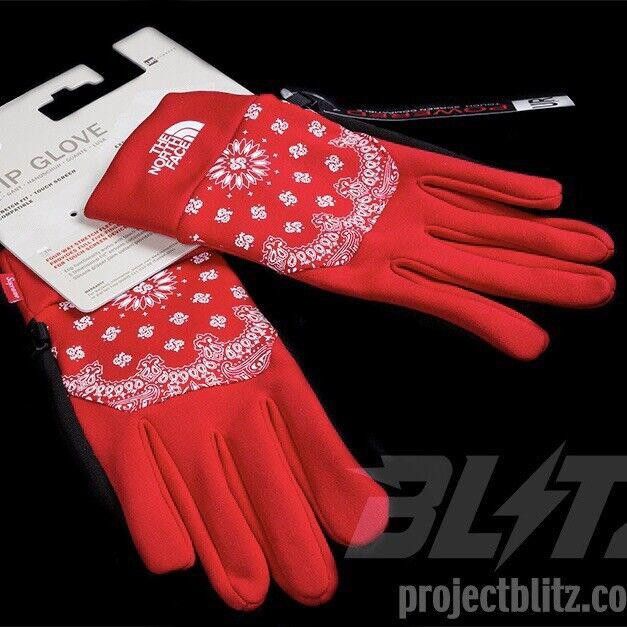小物 Supreme North Face Bandana Etip Glove FW14 SUPREME THE NORTH FACE BANDANA ETIP GLOVES NAVY Sz L