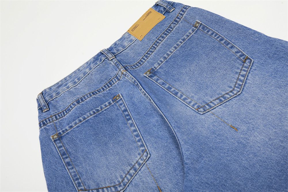 Jean Men's washed retro straight punk distressed loose jeans Size US 32 / EU 48 - 5 Thumbnail