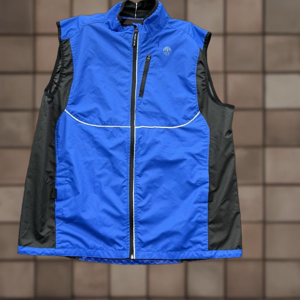 Vintage Gold's Gym Vest Men XL Black Blue Polyester Full Zip Workout Gym Training Vest Men's XL Black Blue Full Zip Size US XL / EU 56 / 4 - 1 Thumbnail