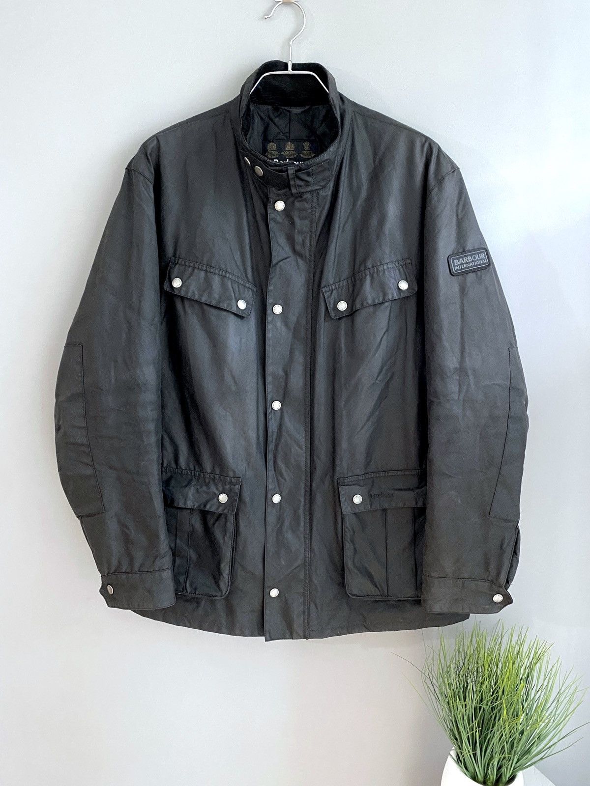 image of Barbour International Wax Jacket in Black, Men's (Size XL)