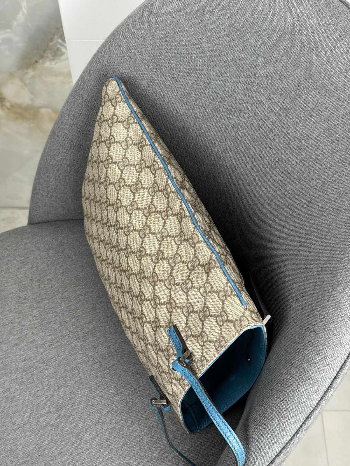 Gucci GUCCI Leather Tote Bag GG Pattern Blue women Handbag Size ONE SIZE - 4 Thumbnail