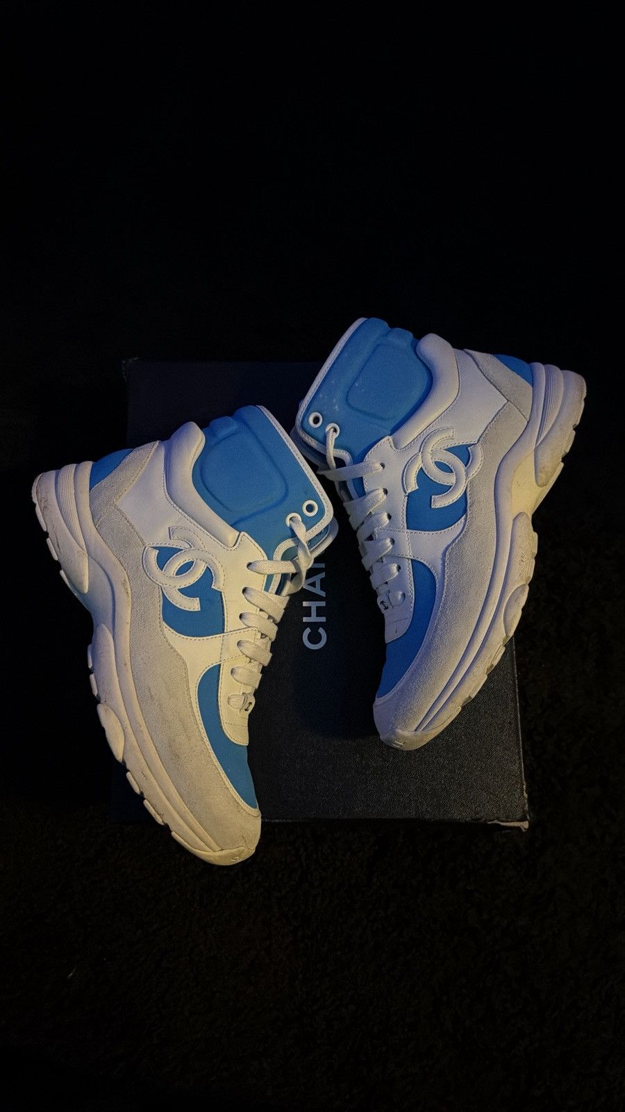 Chanel CHANEL Sneaker Fluo Blue White/Fluo Blue women’s Size US 6.5 / IT 36.5 - 4 Thumbnail