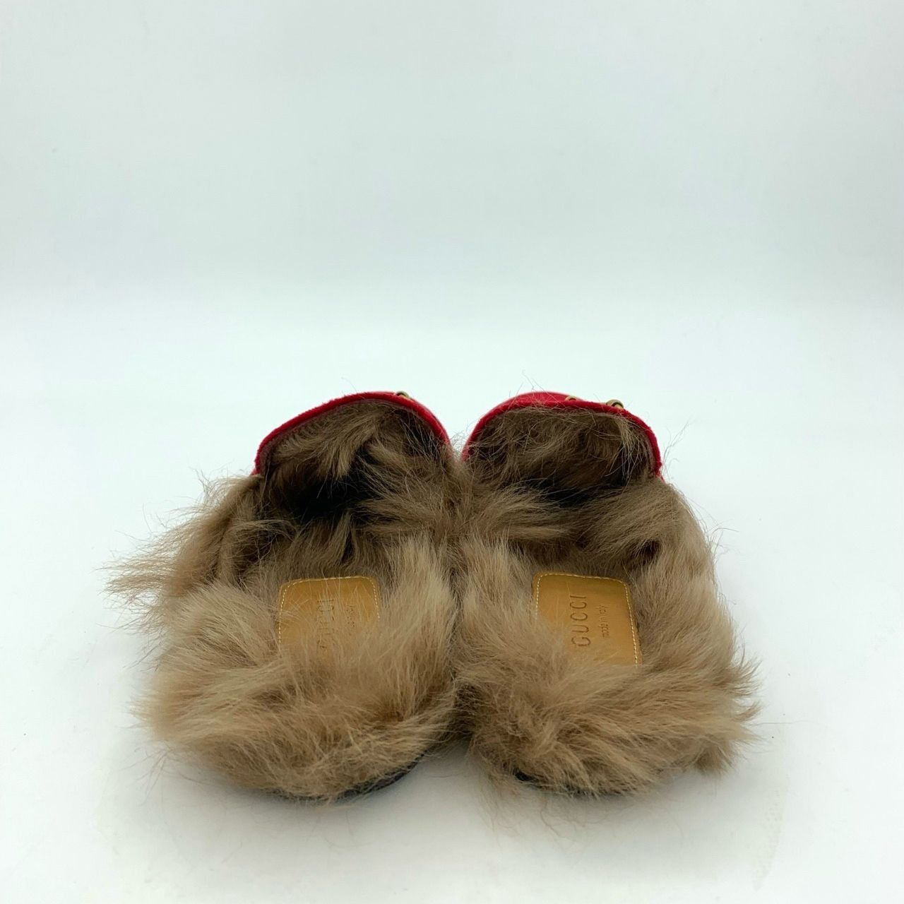 Gucci Gucci Womens Red Velvet & Fur Horsebit Mule Loafers Size 35 Size US 5 / IT 35 - 6 Thumbnail