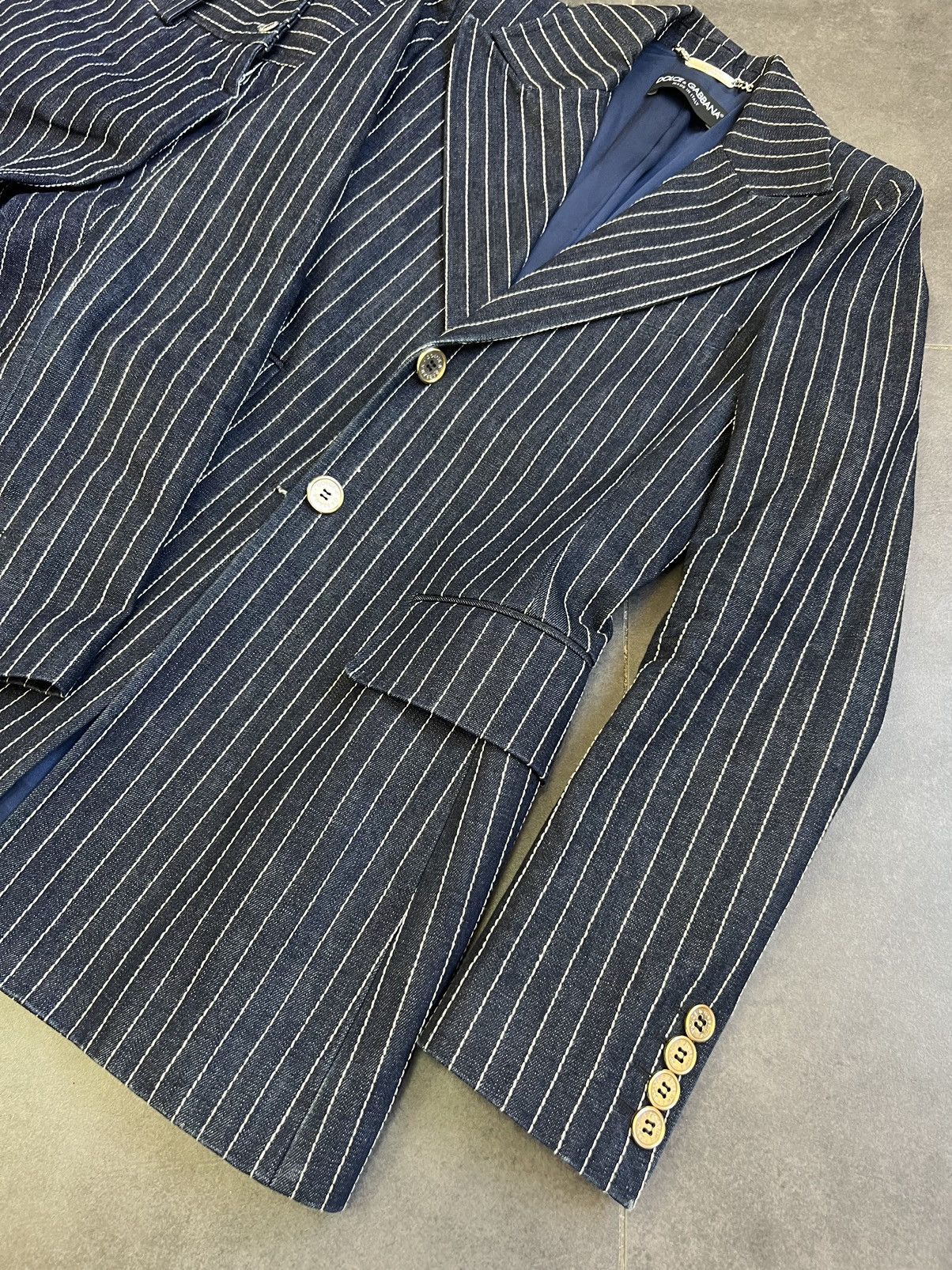 Dolce & Gabbana Dolce&Gabbana 00's heavy denim Striped Blazer and Pants Suit Size M / US 6-8 / IT 42-44 - 3 Thumbnail