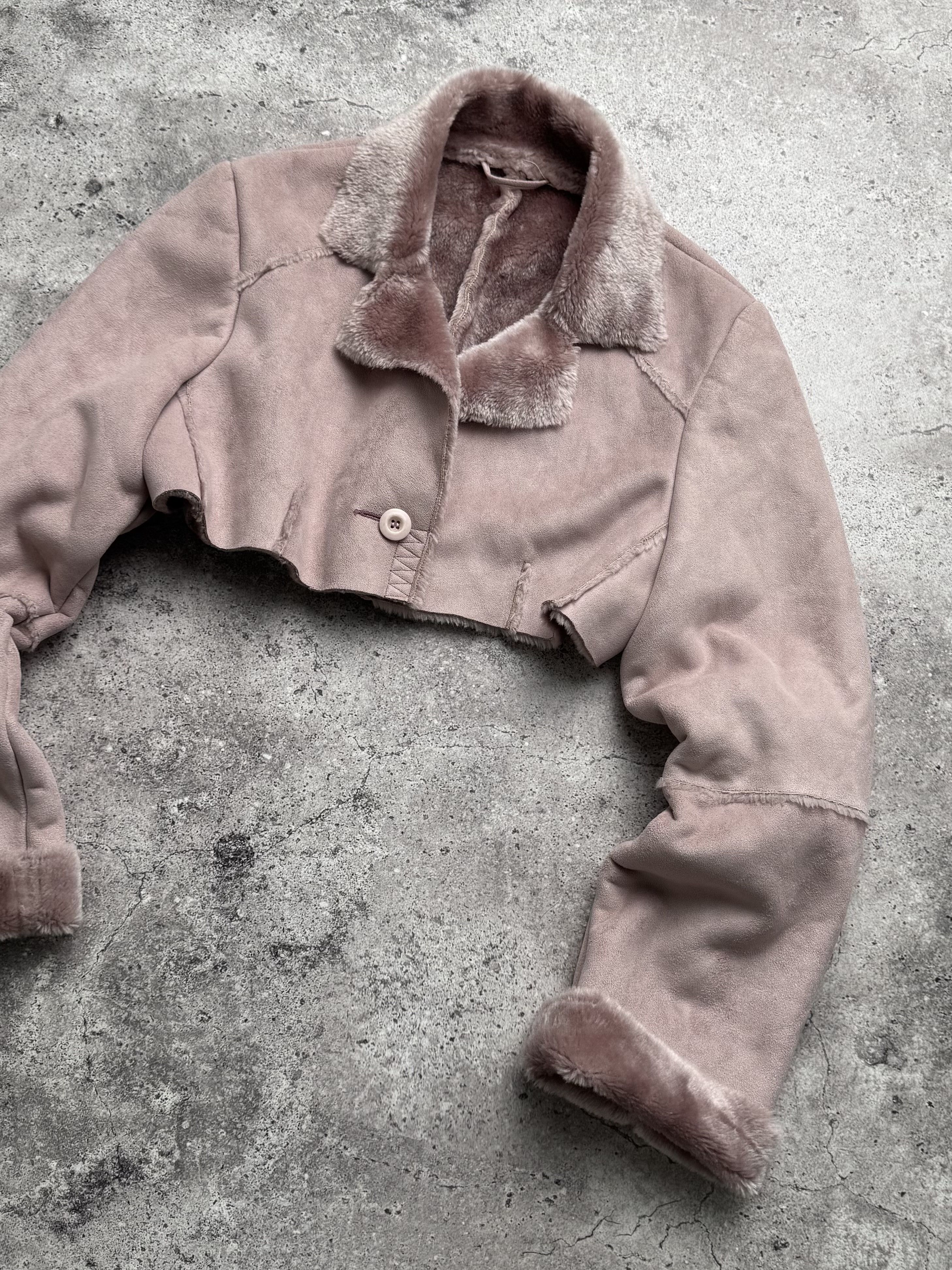 Vintage Vintage Cropped Faux Sheepskin Jacket C2(V488) Size L / US 10 / IT 46 - 3 Thumbnail