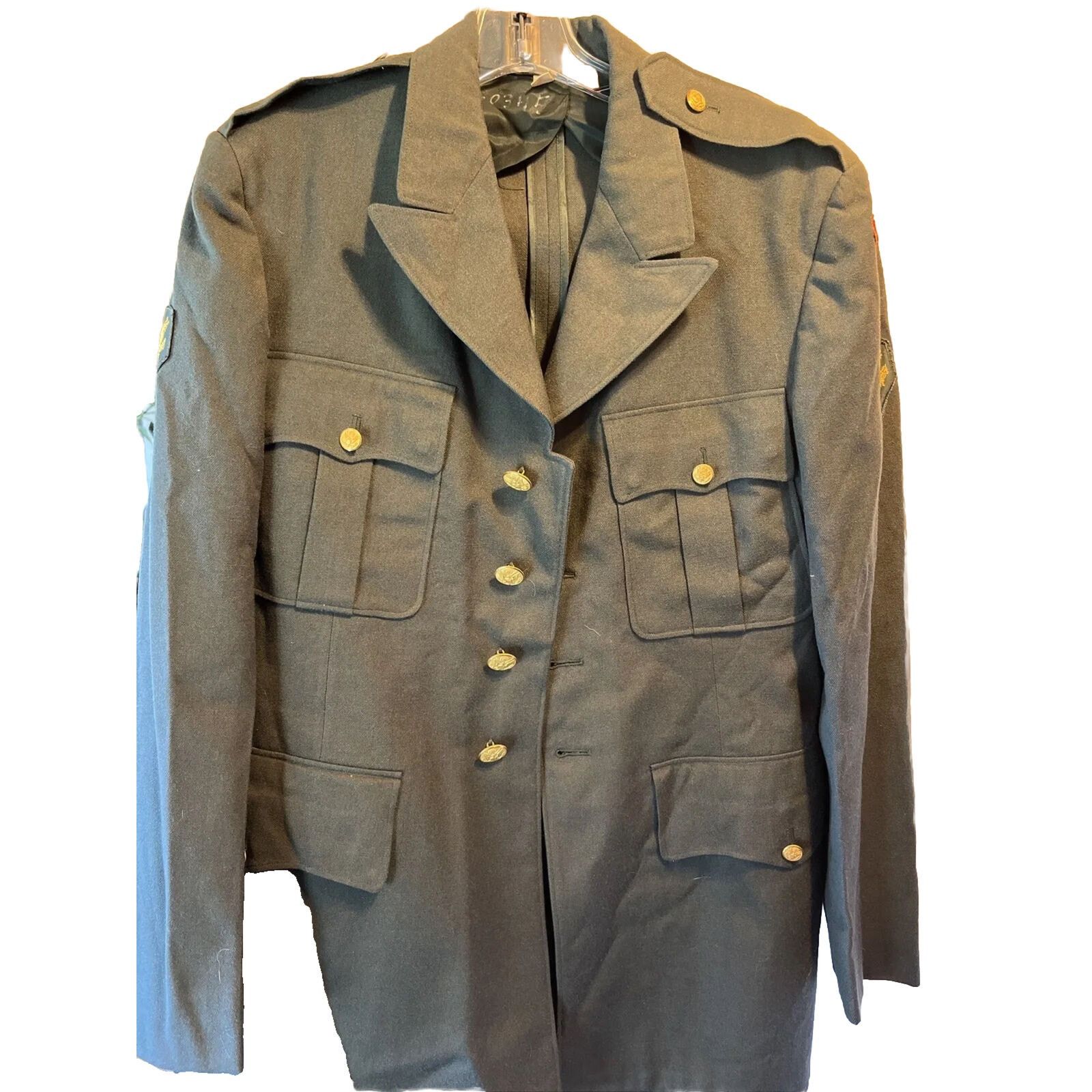 Vintage US Army Class A 1956 Men 40L Olive Green Dress VTG Wool Coat Size US M / EU 48-50 / 2 - 1 Thumbnail