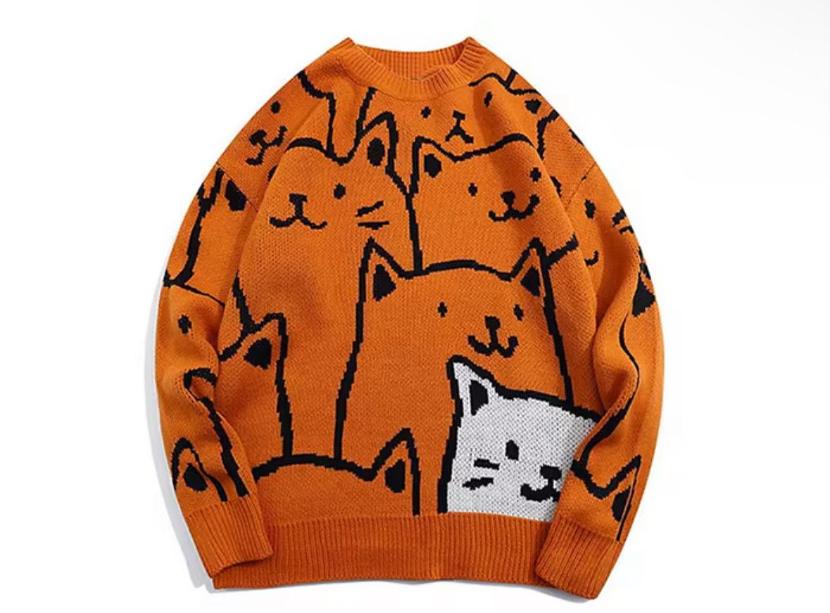 Japanese Brand Y2K Vintage Cat Sweater Jacquard Knitted Sweatshirt Size US L / EU 52-54 / 3 - 1 Thumbnail