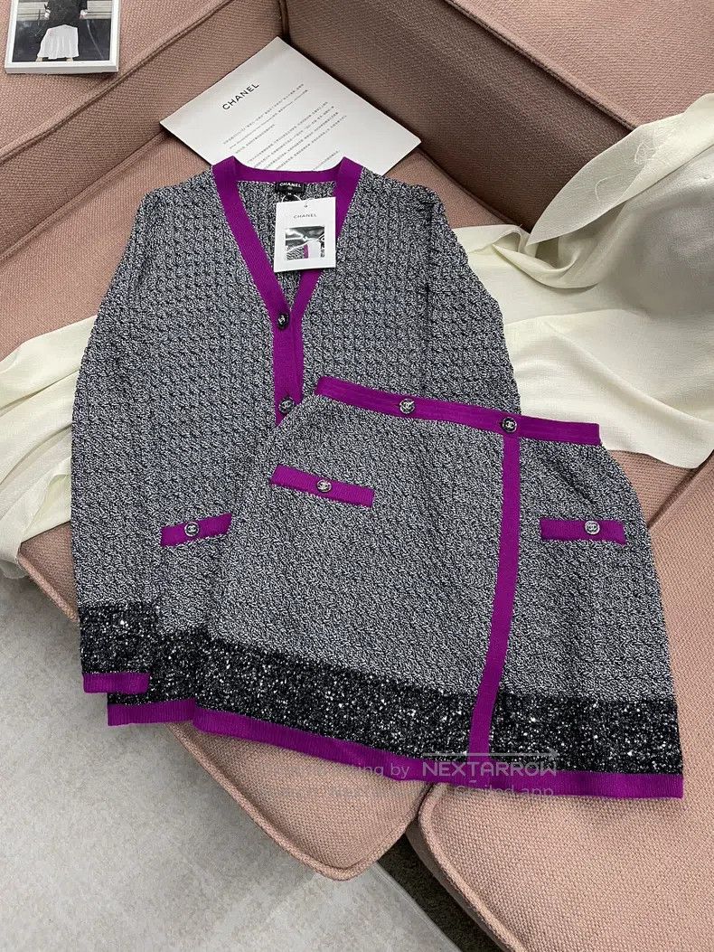 Chanel Chanel 21k purple gray hem sequin skirt Size 25" / US 0 / IT 36 - 8 Thumbnail