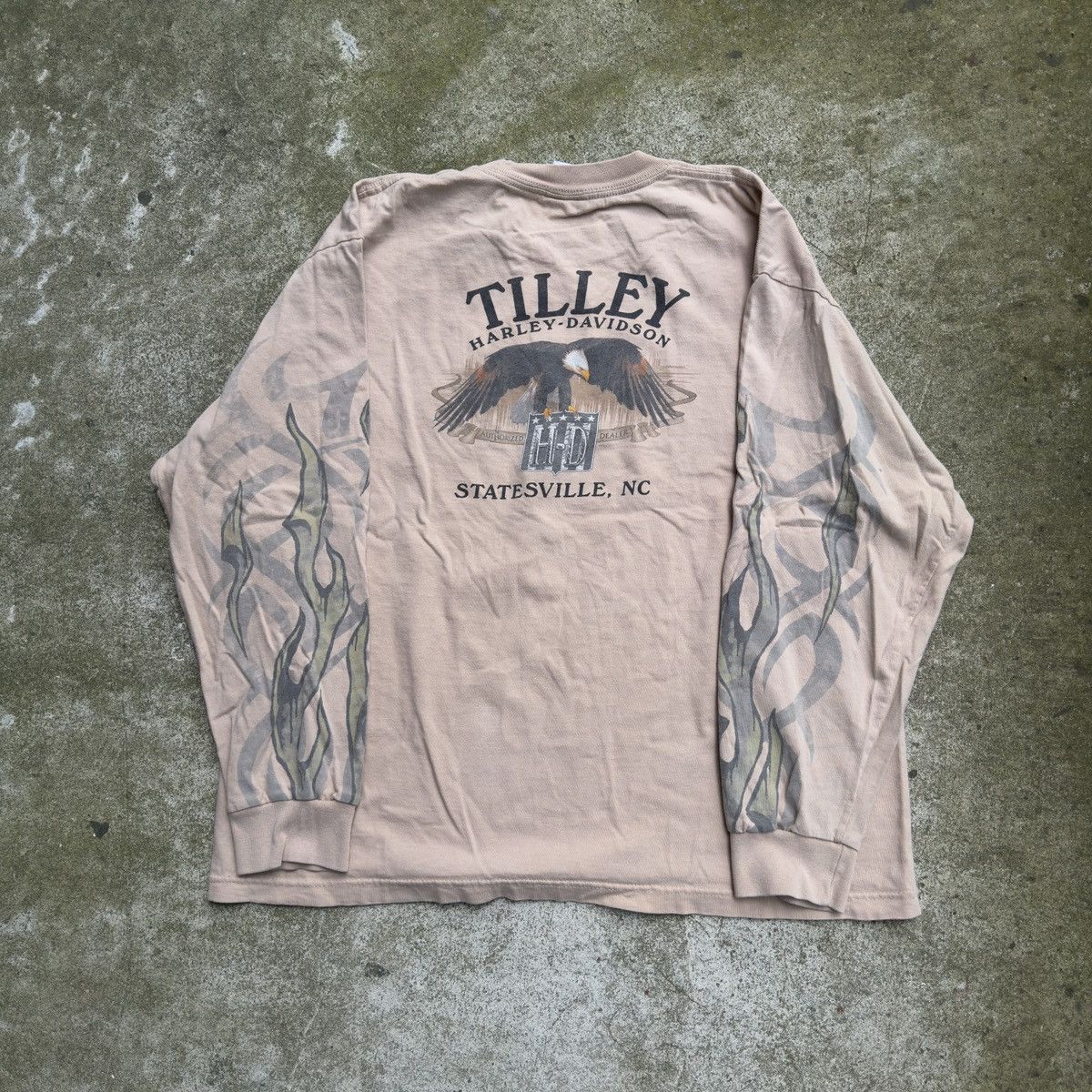 Harley Davidson Harley Davidson Faded Flame Longsleeve Tee ERD Grunge Chrome Size US XL / EU 56 / 4 - 2 Thumbnail