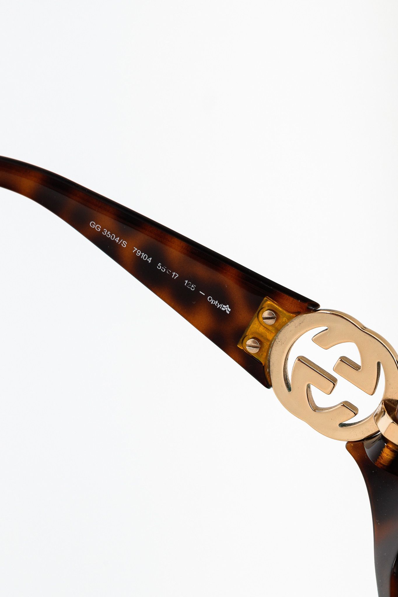 Gucci Gucci GG3504 Tortoiseshell GG-Hinge Rectangular Sunglasses Size ONE SIZE - 8 Thumbnail
