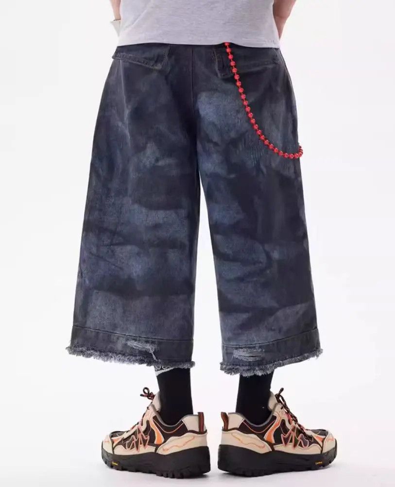 Japanese Brand × Jean Vintage loose fit ripped denim shorts Size US 31 - 1 Thumbnail