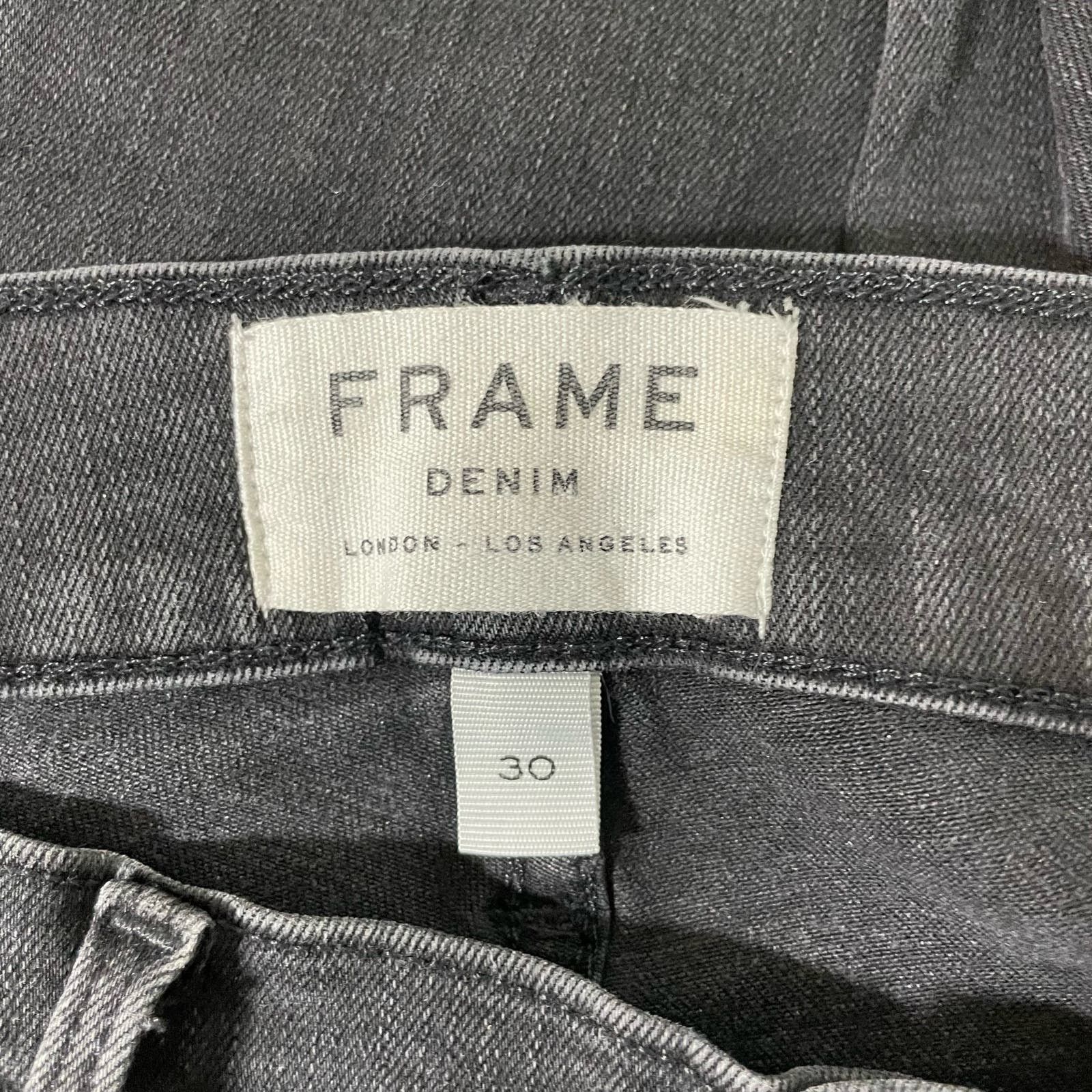 Frame Frame Denim Black Le High Skinny Ripped Raw Hem Ankle Jeans Size 30" / US 8 / IT 44 - 6 Thumbnail