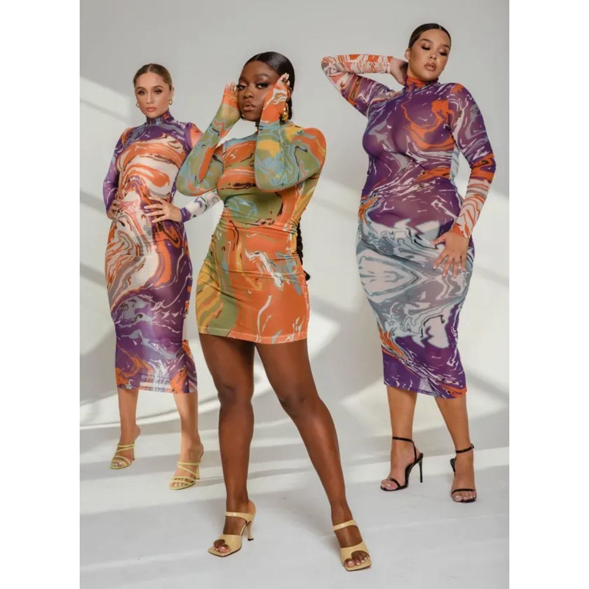 Other Kai Collective Gaia Mini Dress Printed Mesh Turtleneck Size S / US 4 / IT 40 - 12 Thumbnail