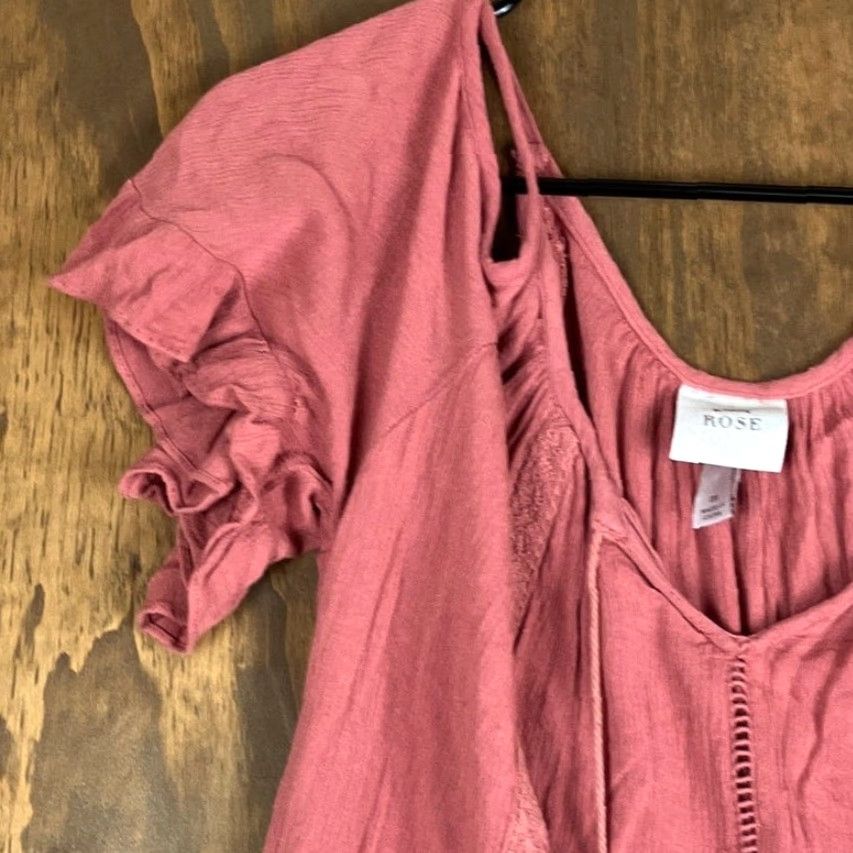 Vintage Knox Rose Womens Blouse Blush V Neck Short Sleeve Shoulder Slits Rayon Medium Size M / US 6-8 / IT 42-44 - 4 Thumbnail