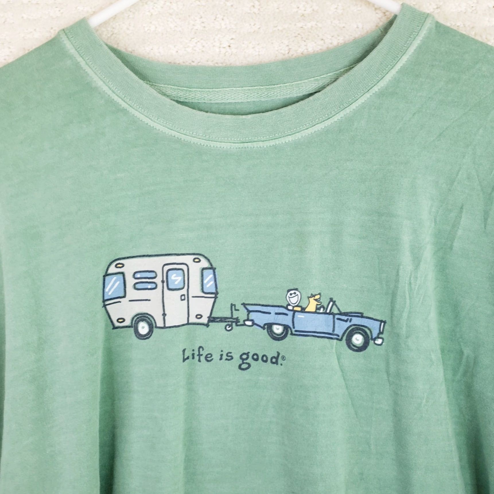 Life is Good Life is Good Crusher Tee Shirt "Happy Camper" Short Sl. Crew Neck Mens XL Green Size US XL / EU 56 / 4 - 3 Thumbnail