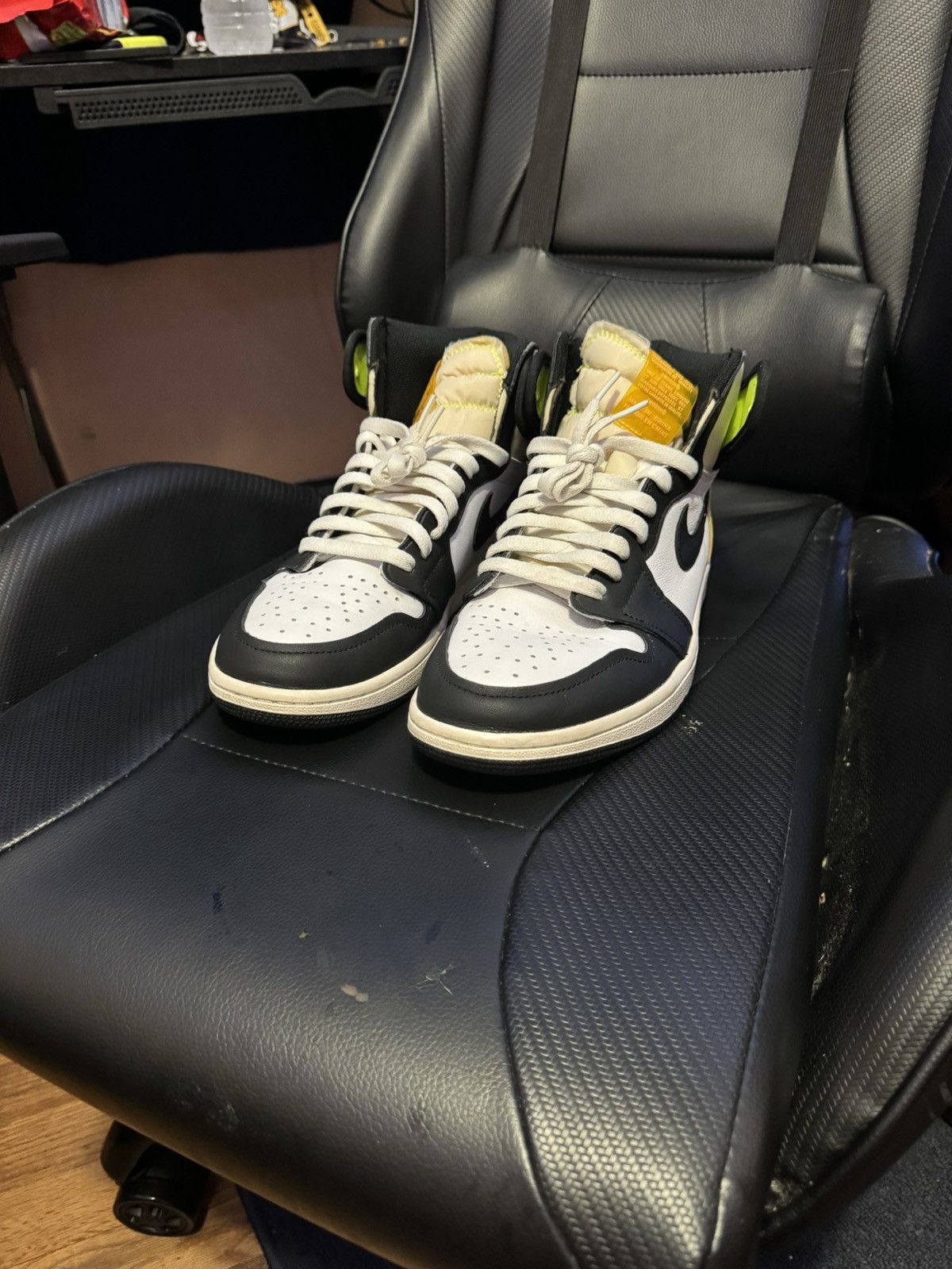 image of Jordan Nike Jordan 1 “Volt Gold” Shoes in White, Men's (Size 9.5)