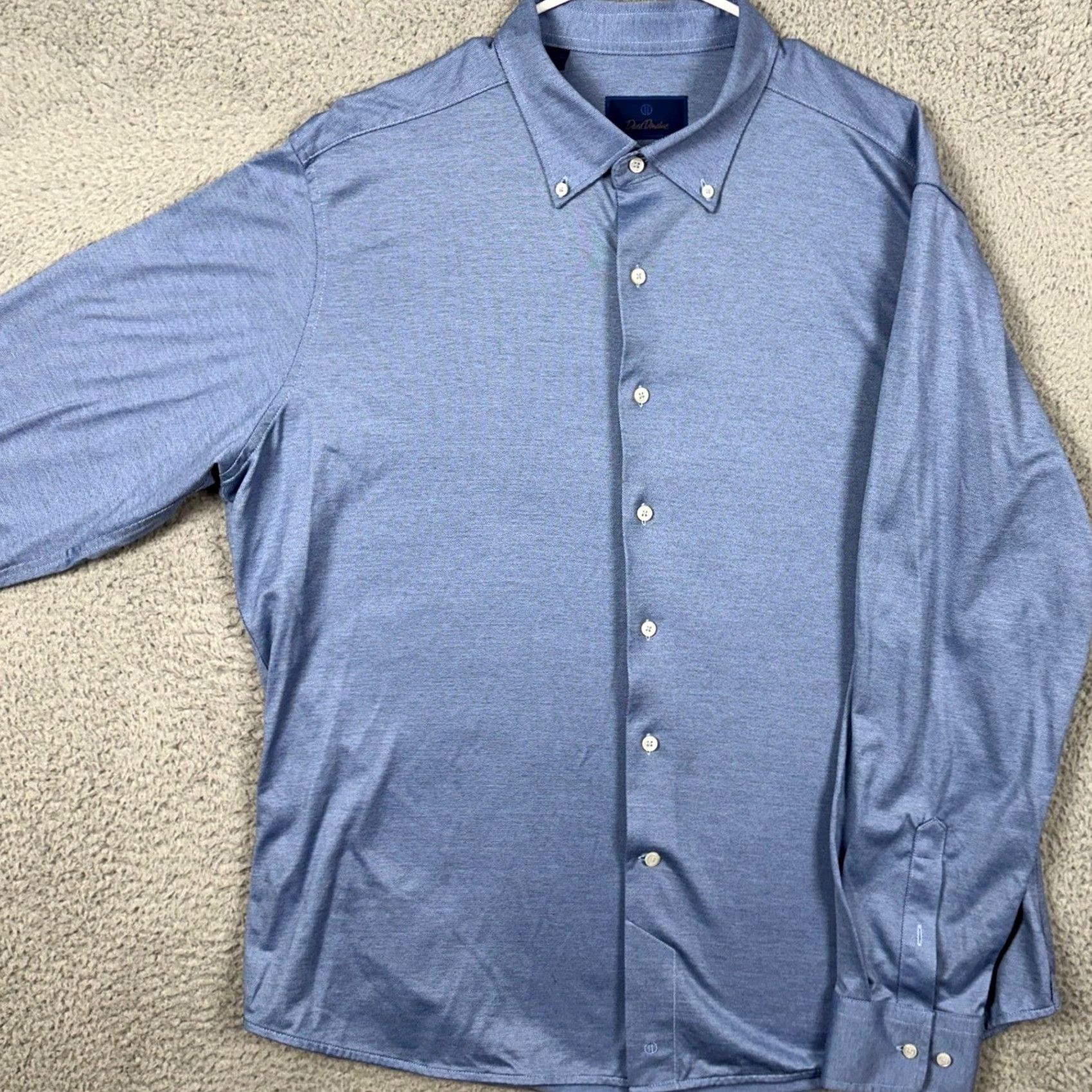 David Donahue David Donahue Fusion Mens Dress Shirt Blue Button-Down Long Sleeve XL 17.5 Size 48R - 2 Thumbnail