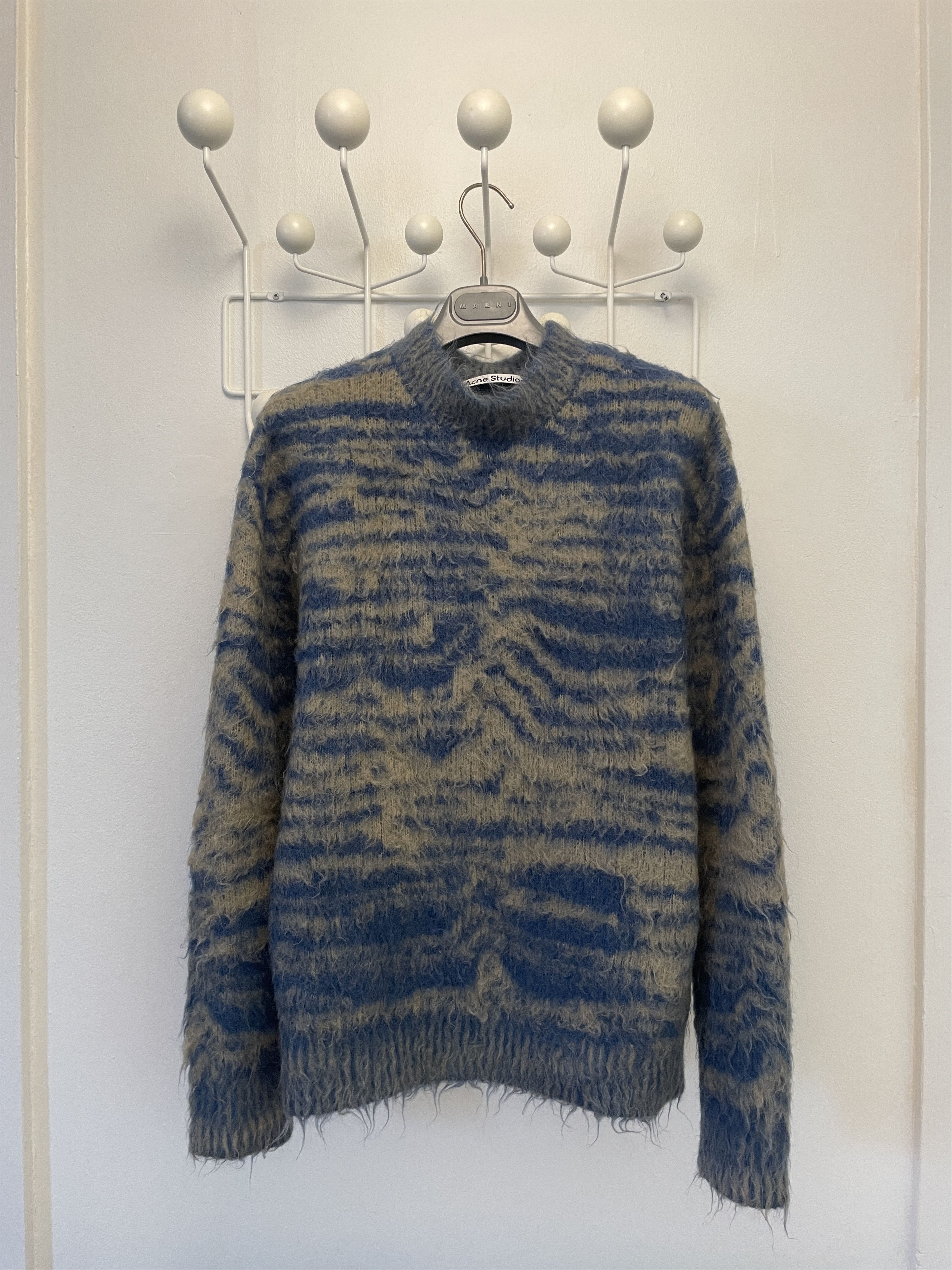 Acne Studios Blue & Tan Mohair Jacquard Sweater XS Size US XS / EU 42 / 0 - 1 Thumbnail