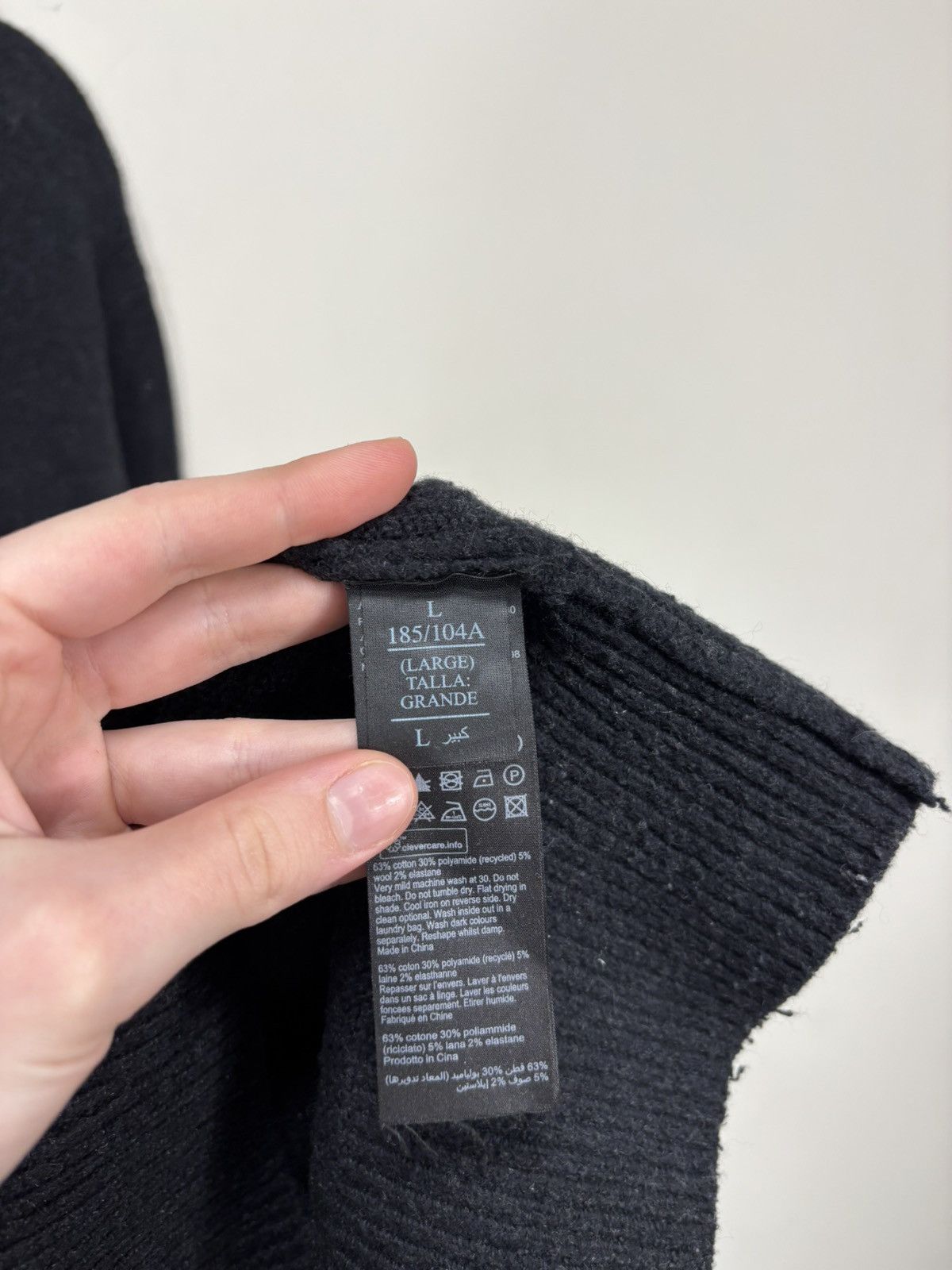 Allsaints AllSaints Men’s Olnar Crew Black/Grey Cotton Blend Sweater Size US L / EU 52-54 / 3 - 9 Thumbnail